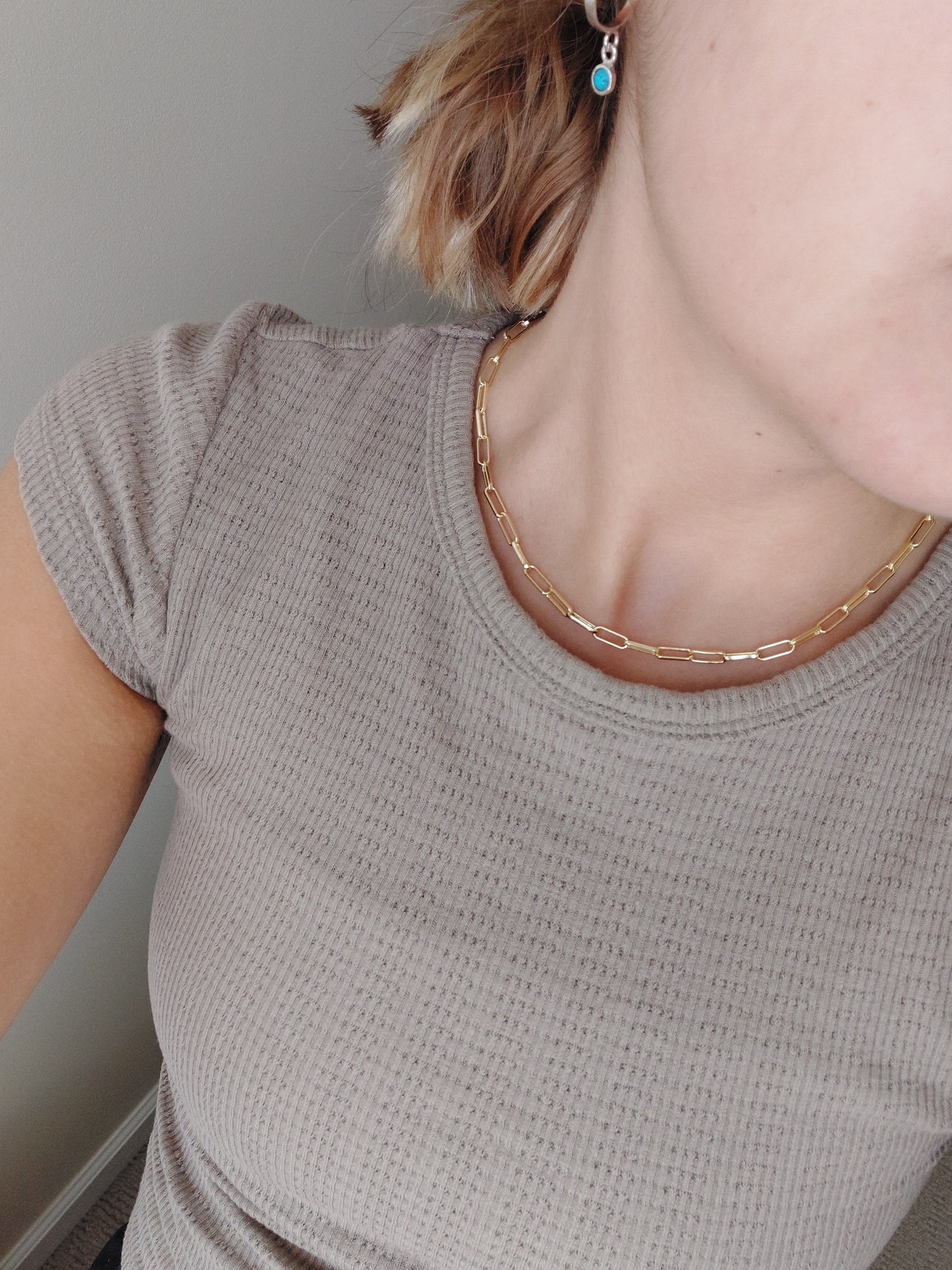 18k gold plated paperclip choker
