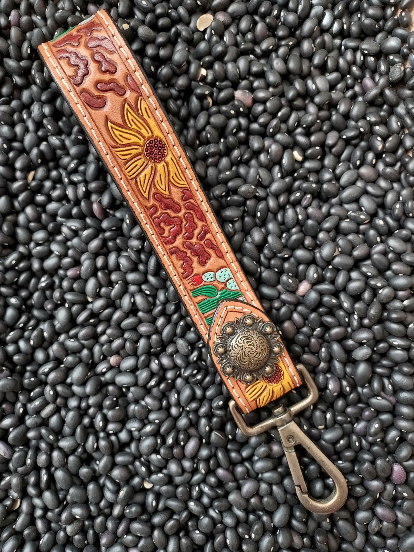 Sunflower cactus keychain