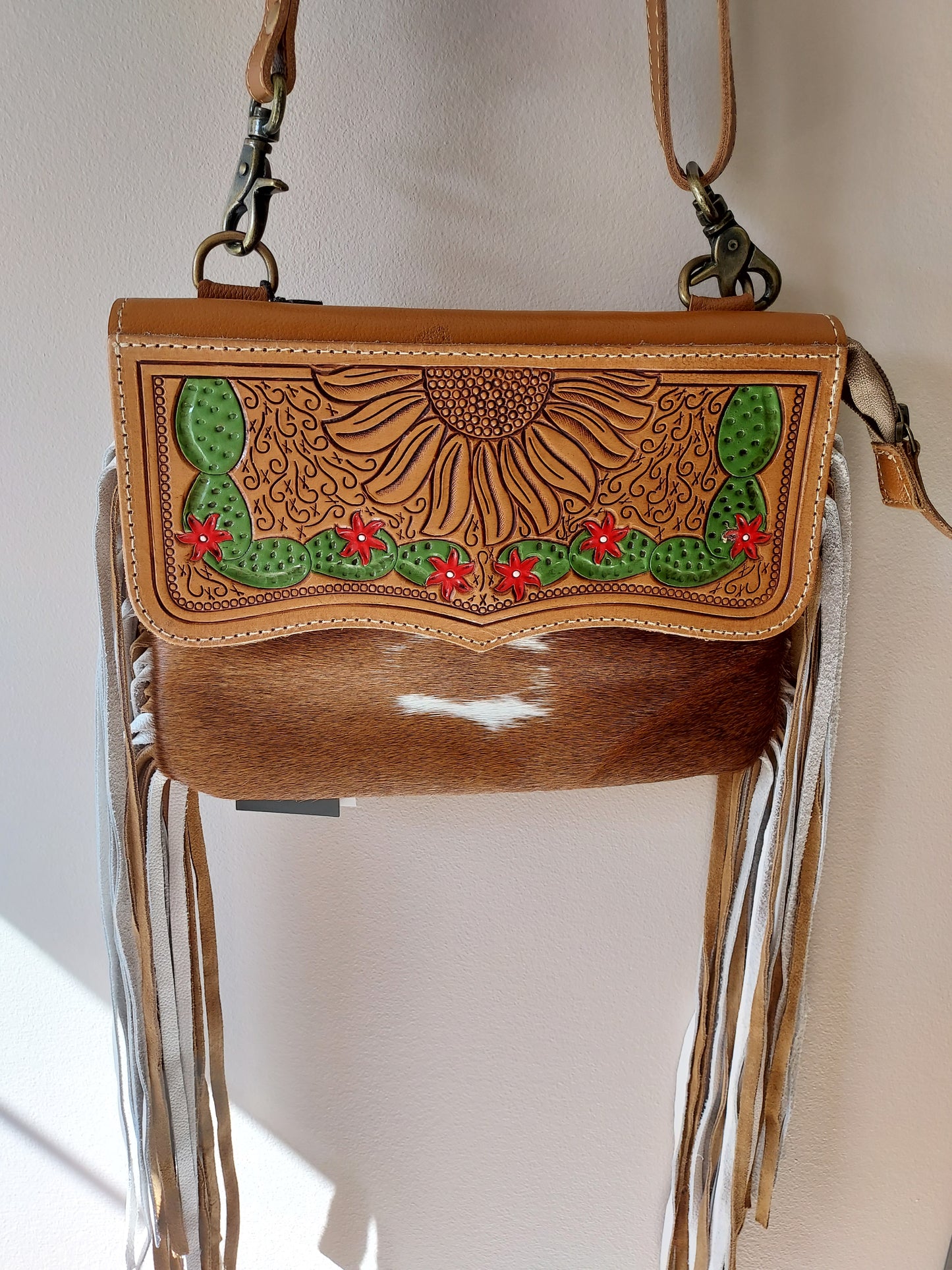 Prickly cactus fringed purse