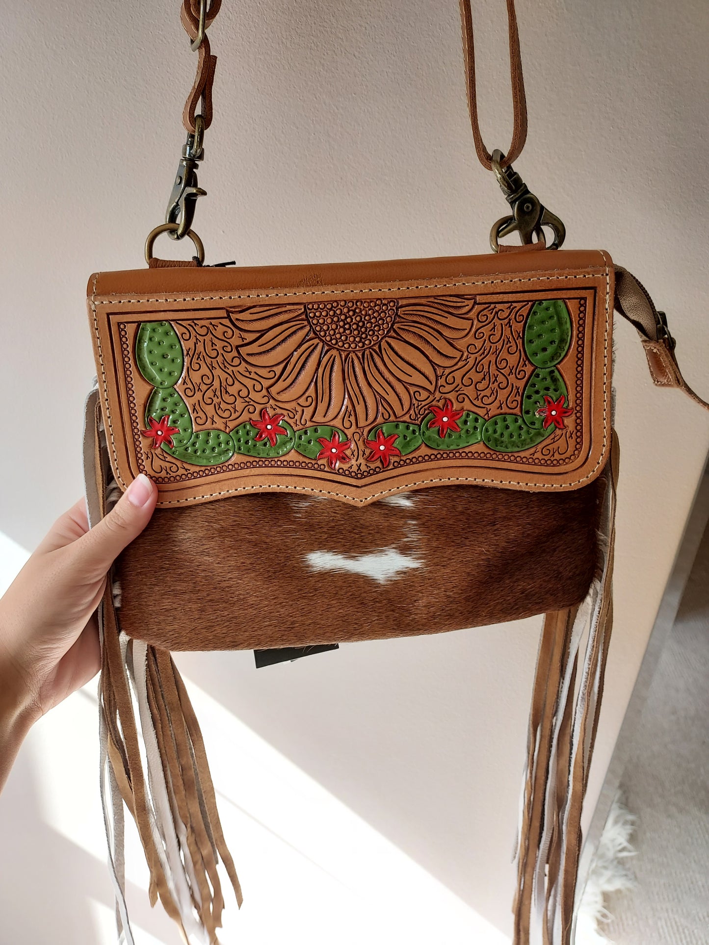 Prickly cactus fringed purse