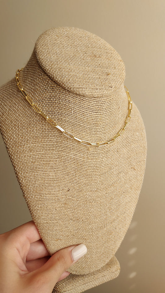 18k gold plated paperclip choker