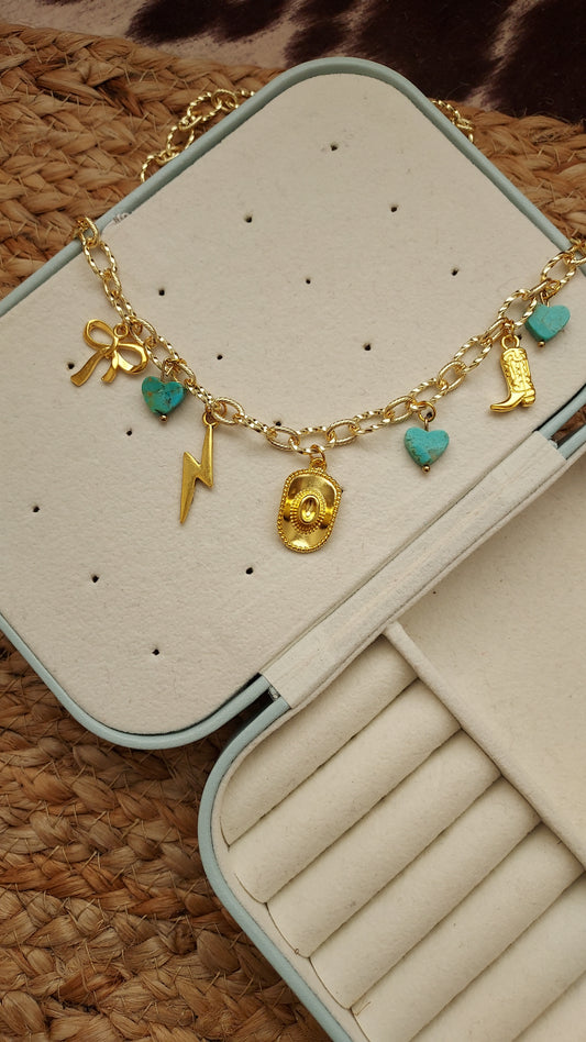 Golden hearts charm necklace