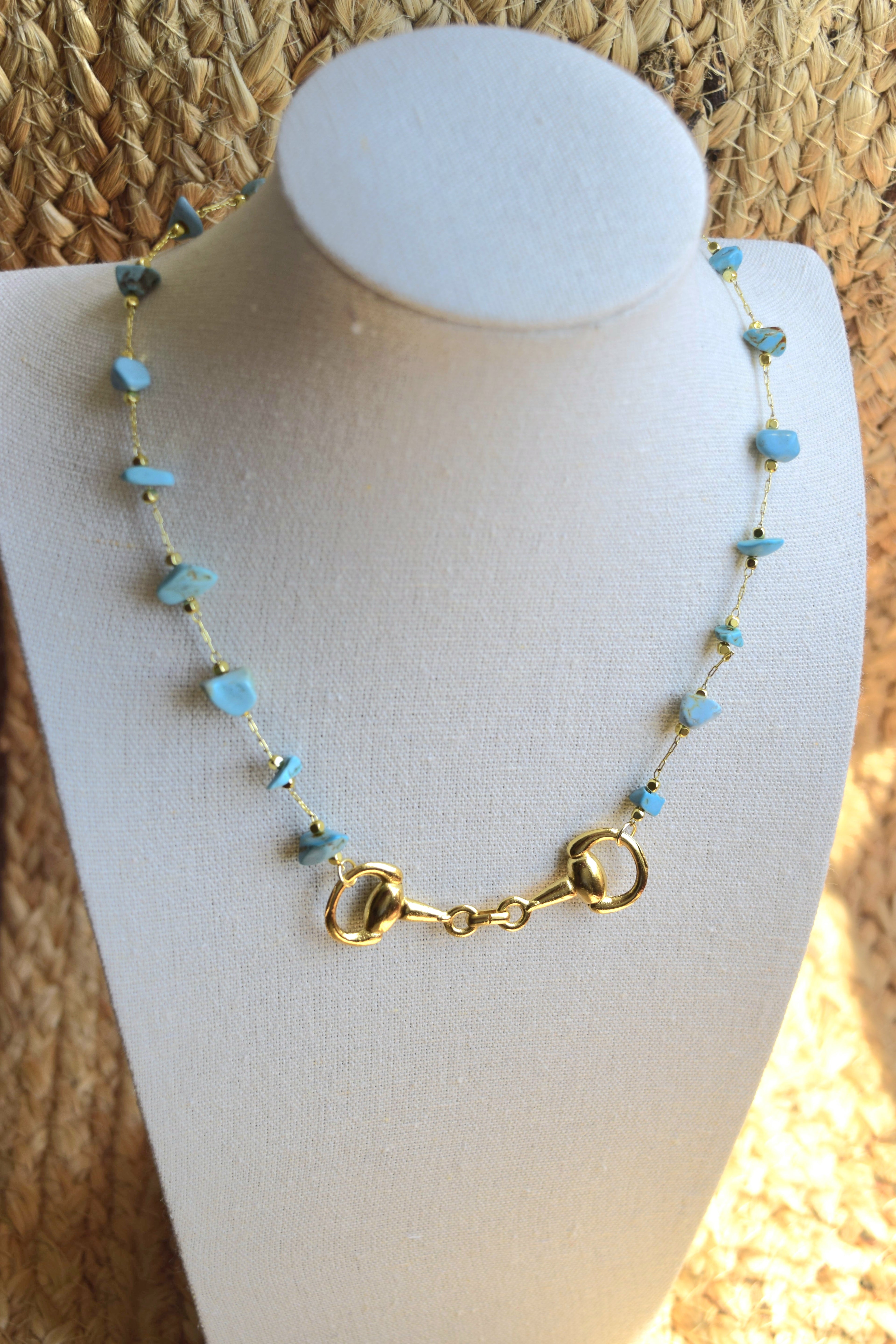Itty Bitty Turquoise & Gold Necklace