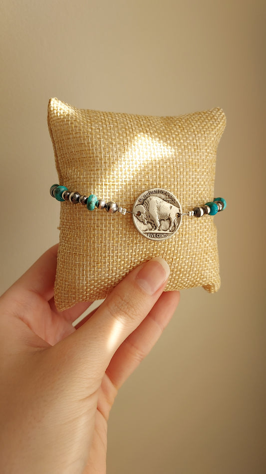 Turquoise on a Buffalo bracelet