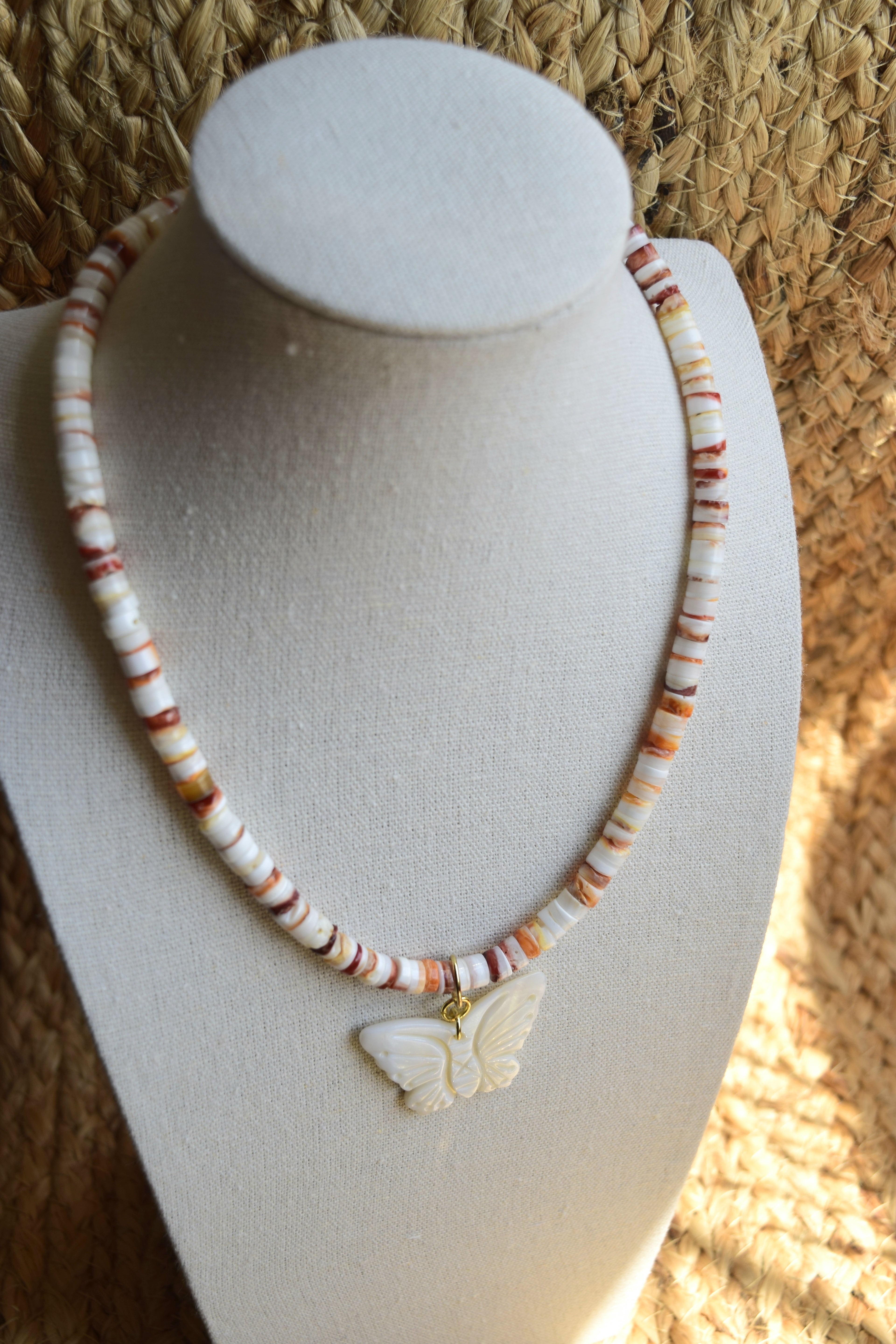 Butterfly Cove -Spiny Oyster & Mother of Pearl necklace