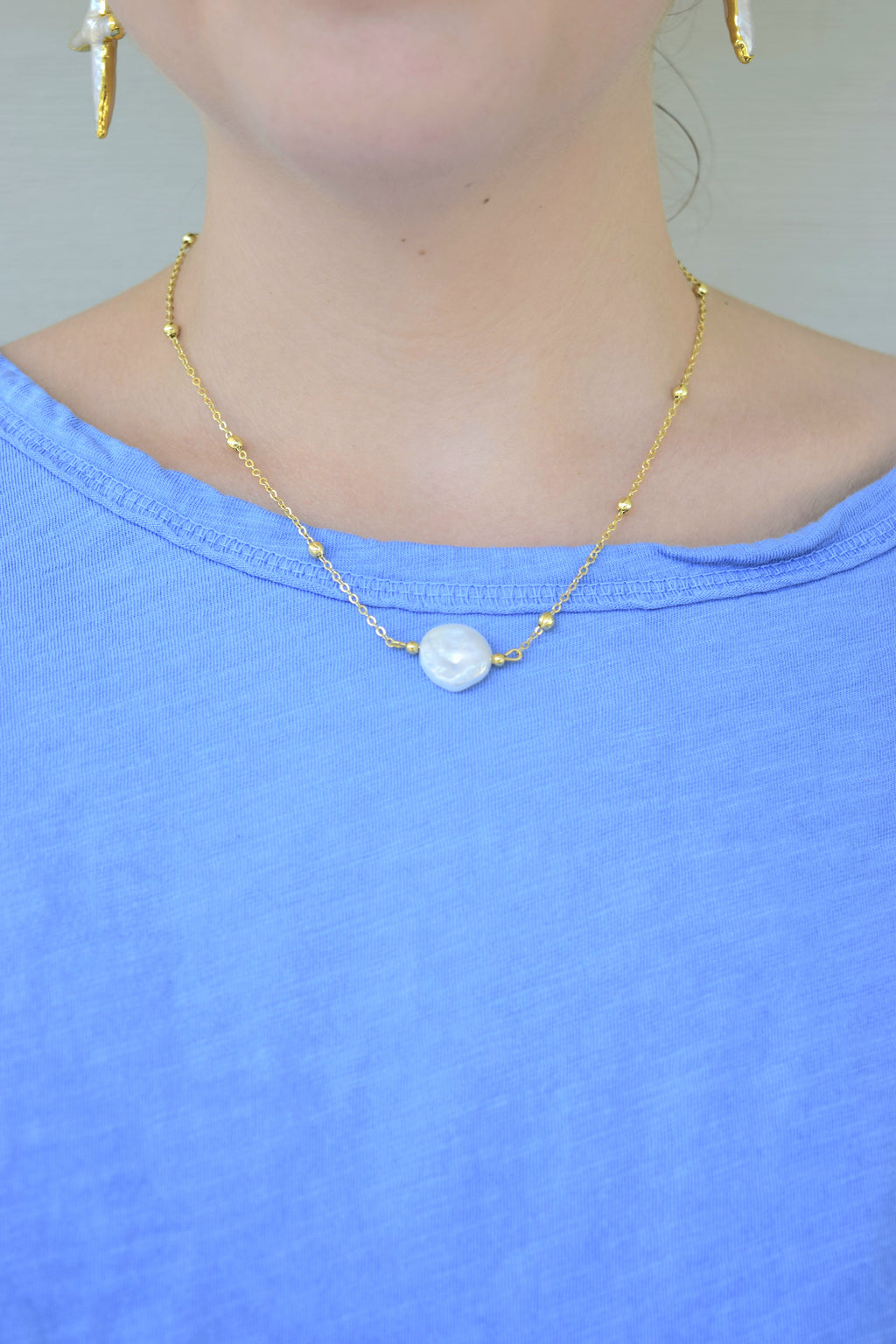 Your a Pearl Necklace in Gold