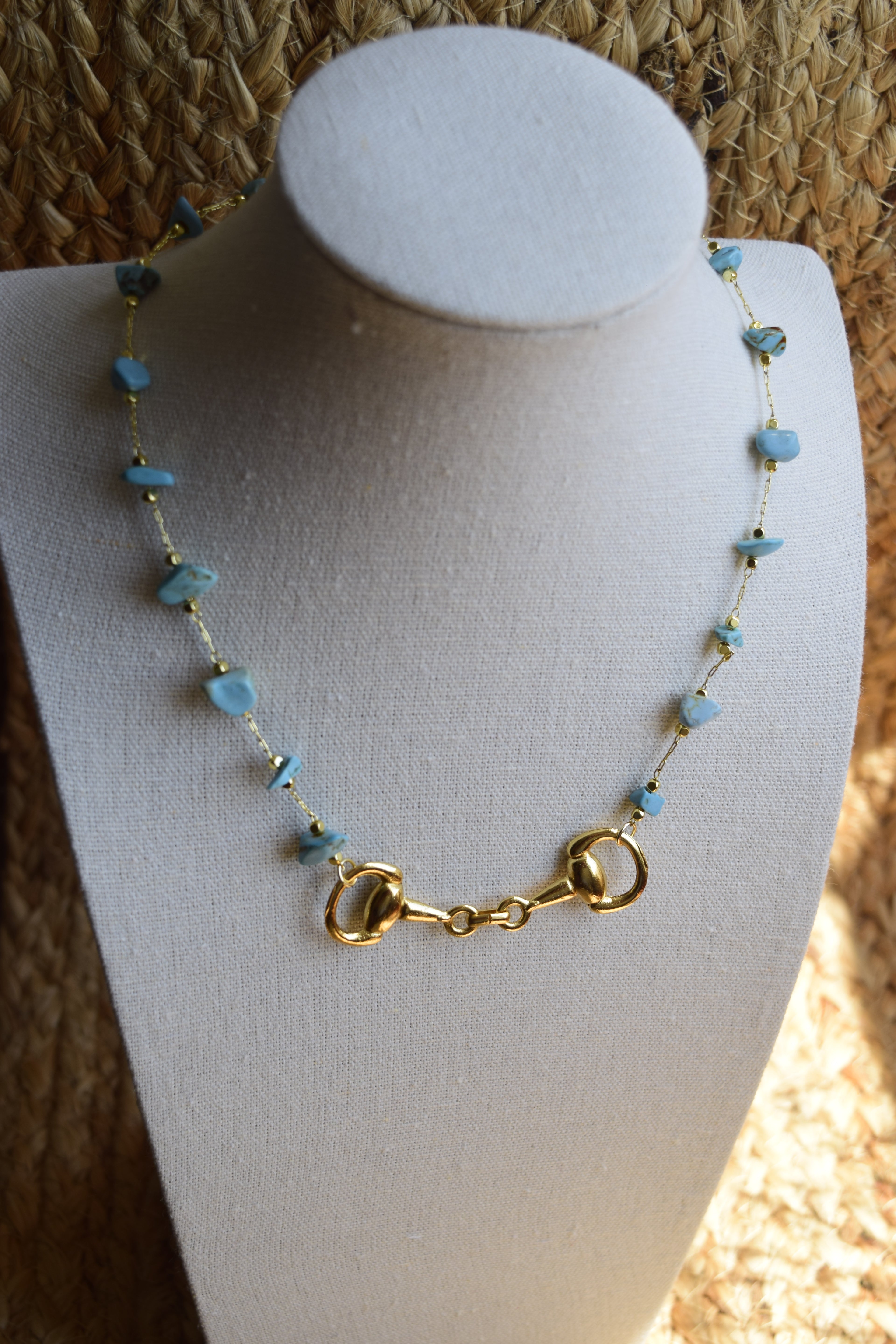 Itty bitty turquoise & gold necklace