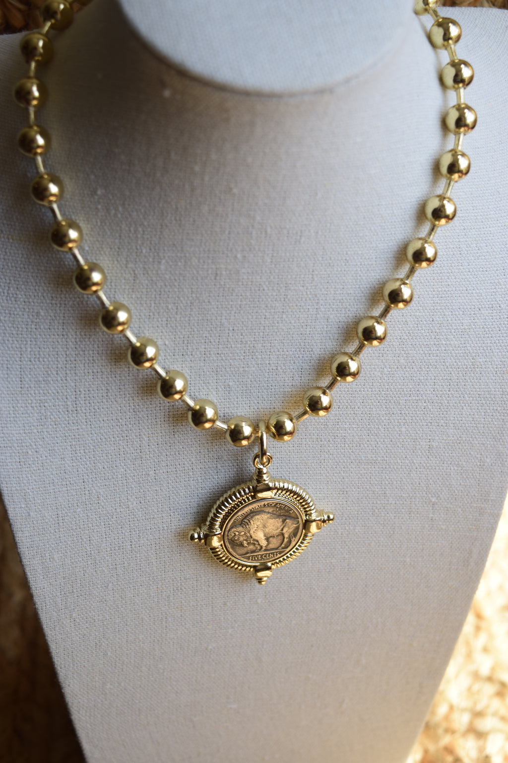 Buffalo coin pendant necklace