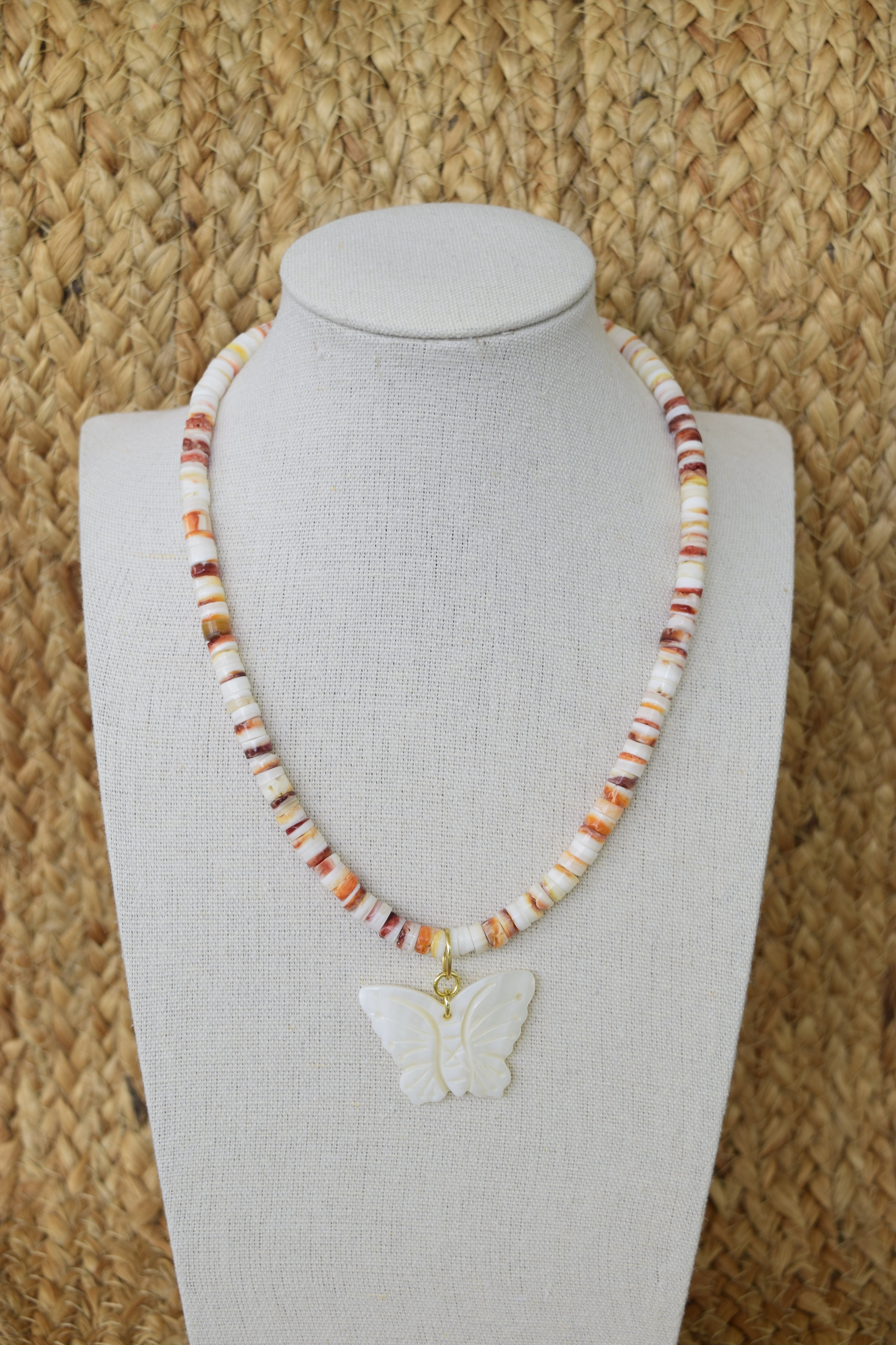 Butterfly Cove -Spiny Oyster & Mother of Pearl necklace