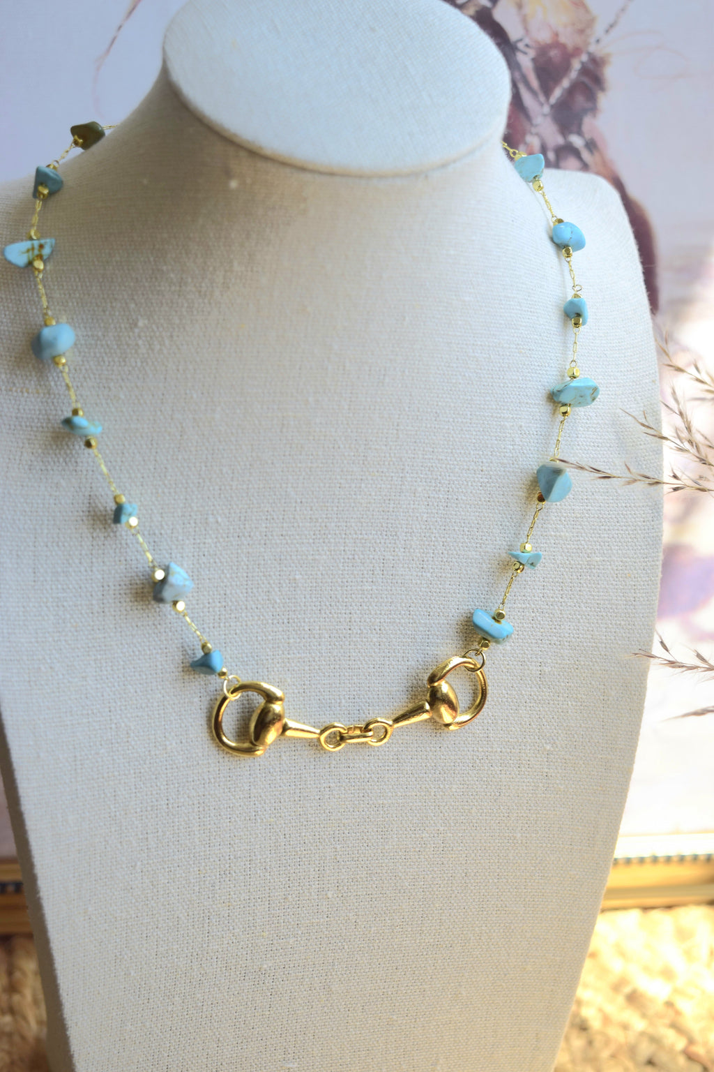 Itty Bitty Turquoise & Gold Necklace