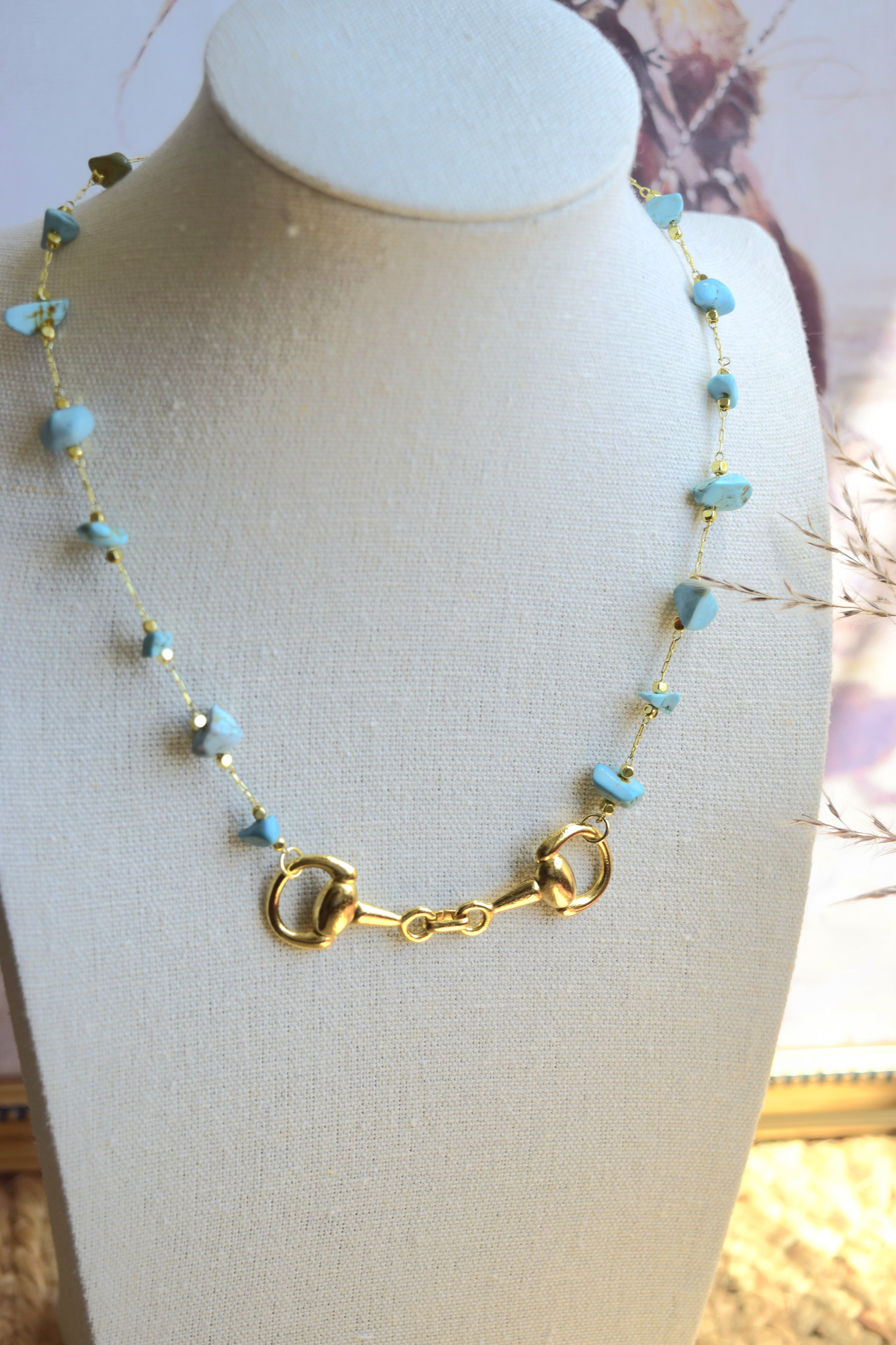 Itty Bitty Turquoise & Gold Necklace