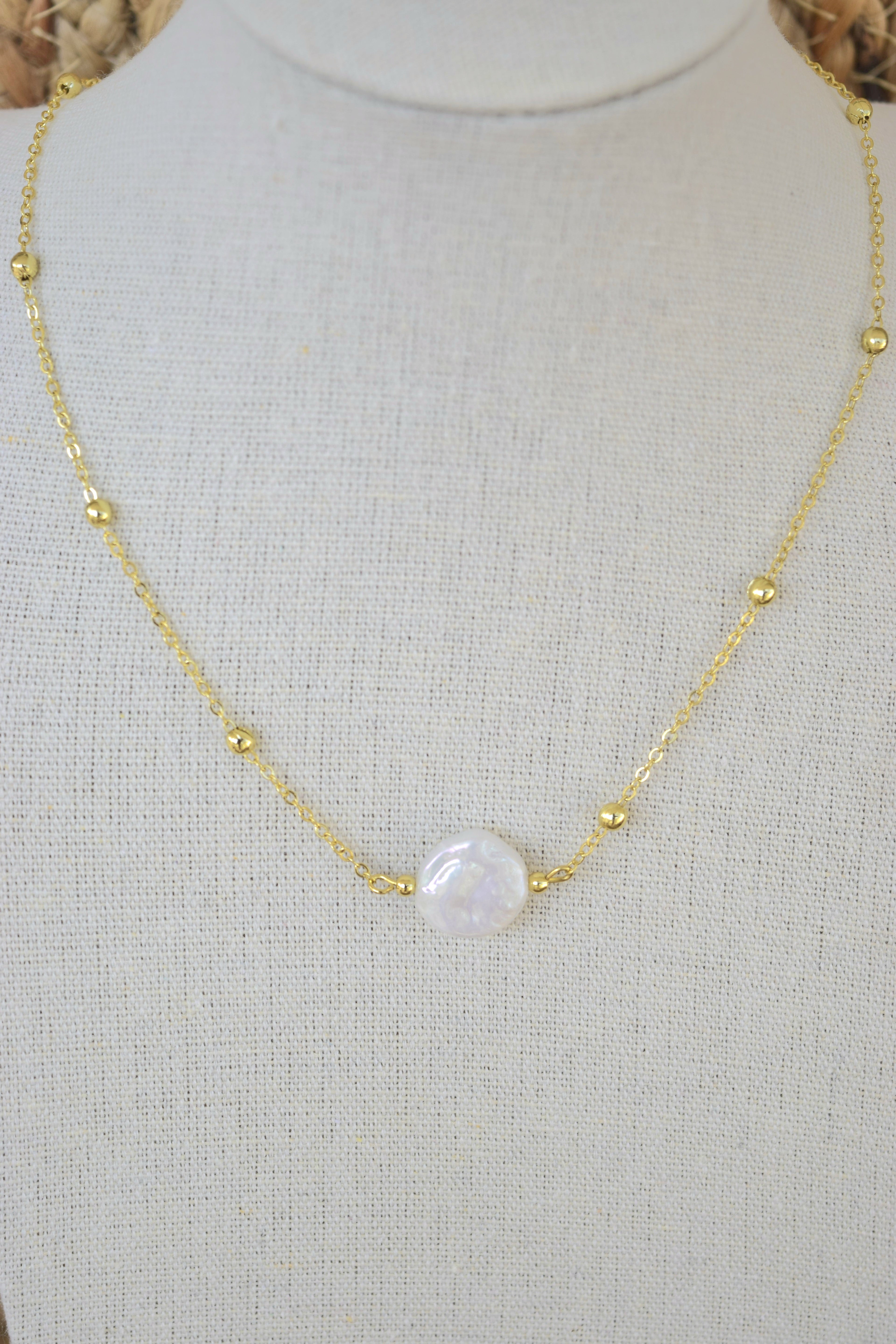 Your a Pearl Necklace in Gold