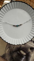 Sterling Silver Pearl and Turquoise Bar Necklace