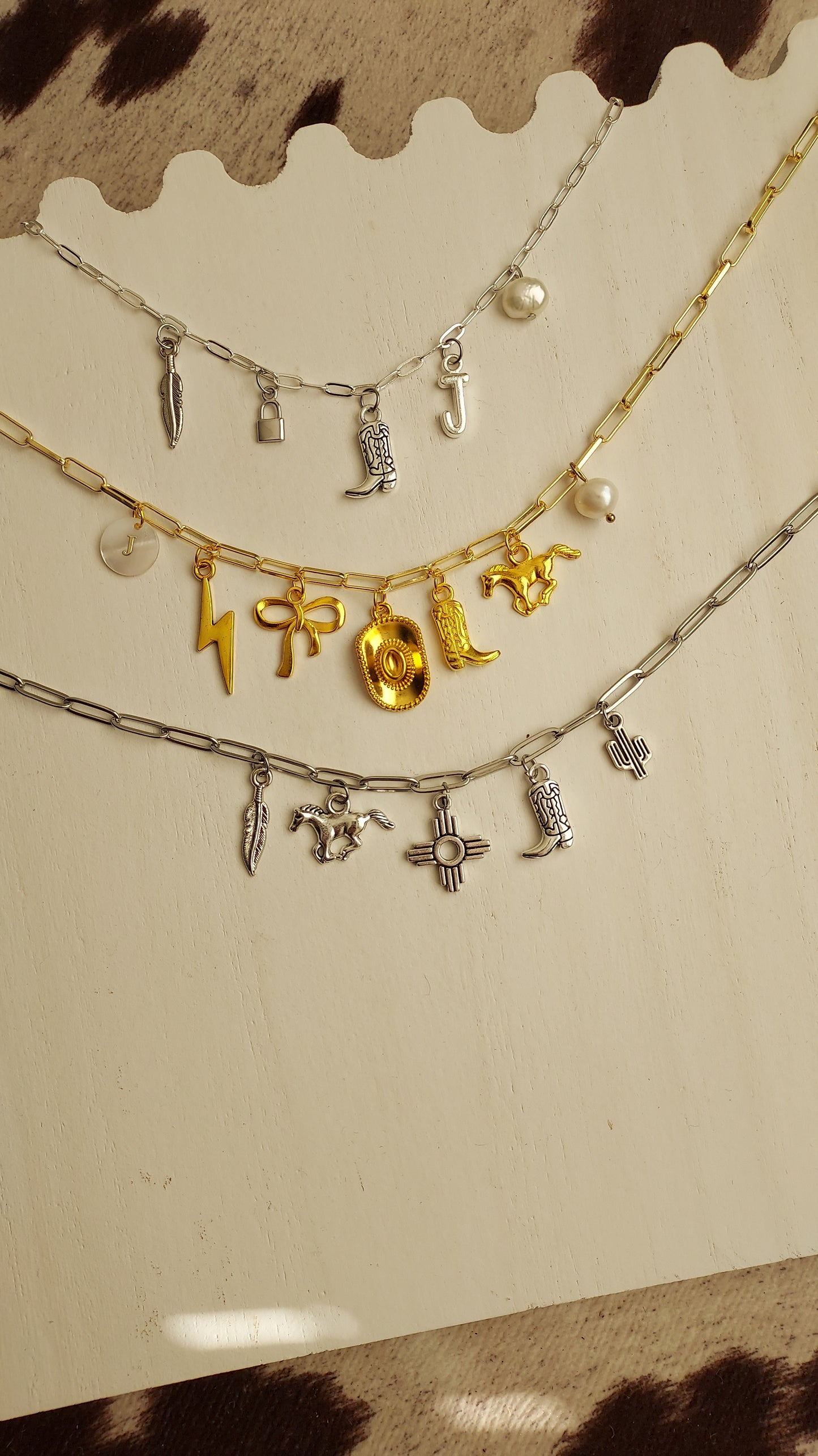 Dainty cowgirl charm necklace