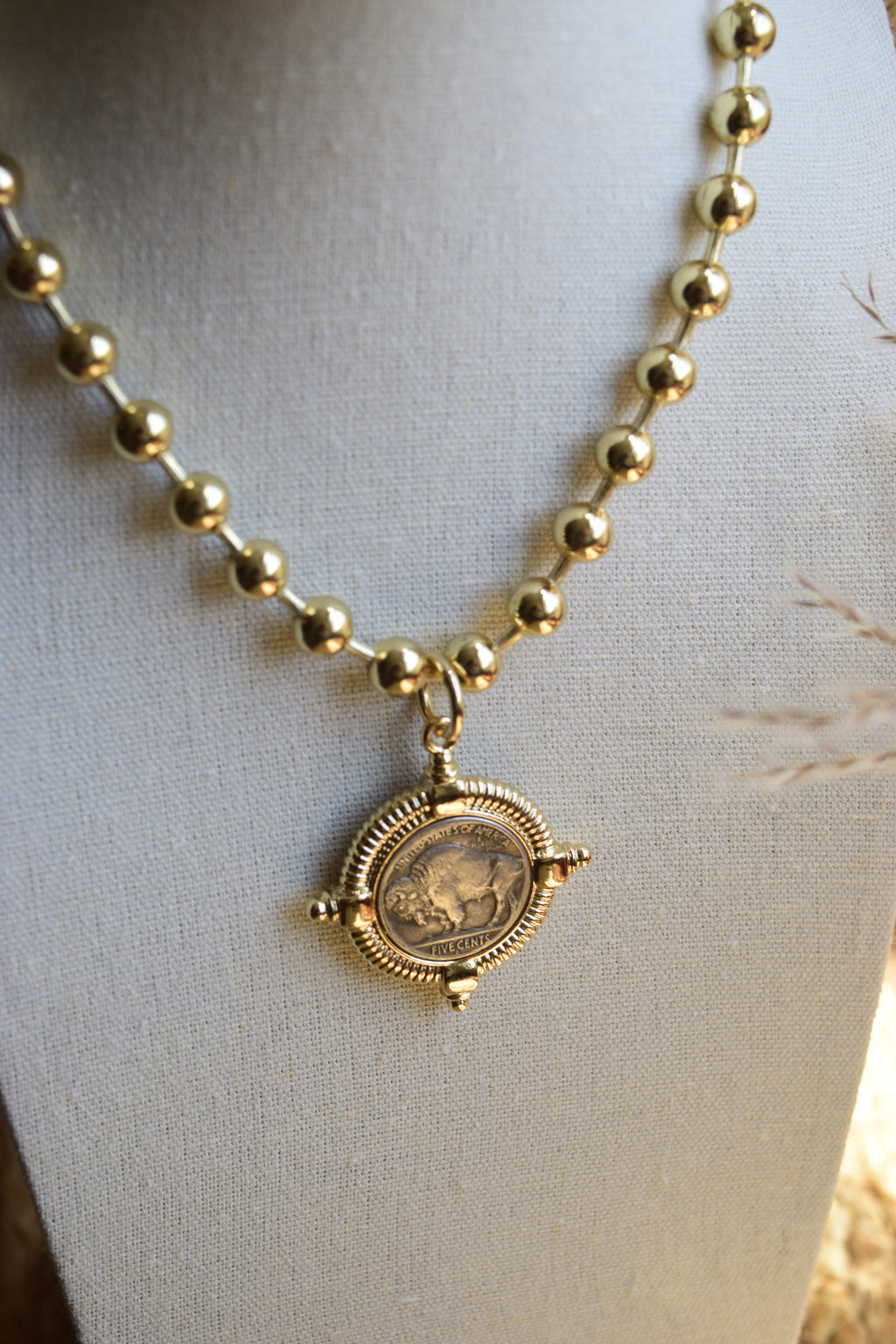 Buffalo coin pendant necklace