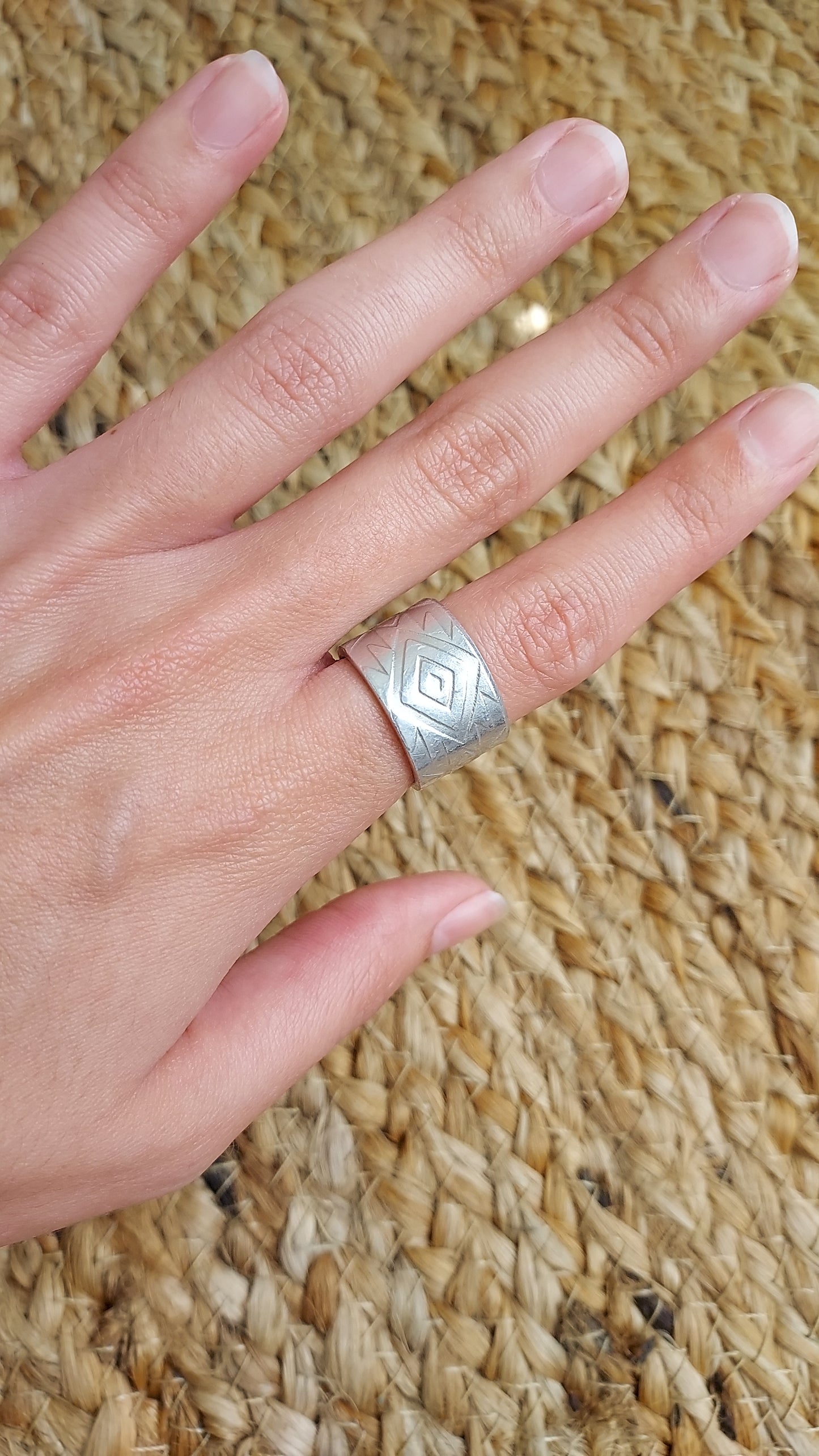 Aztec stamped ring