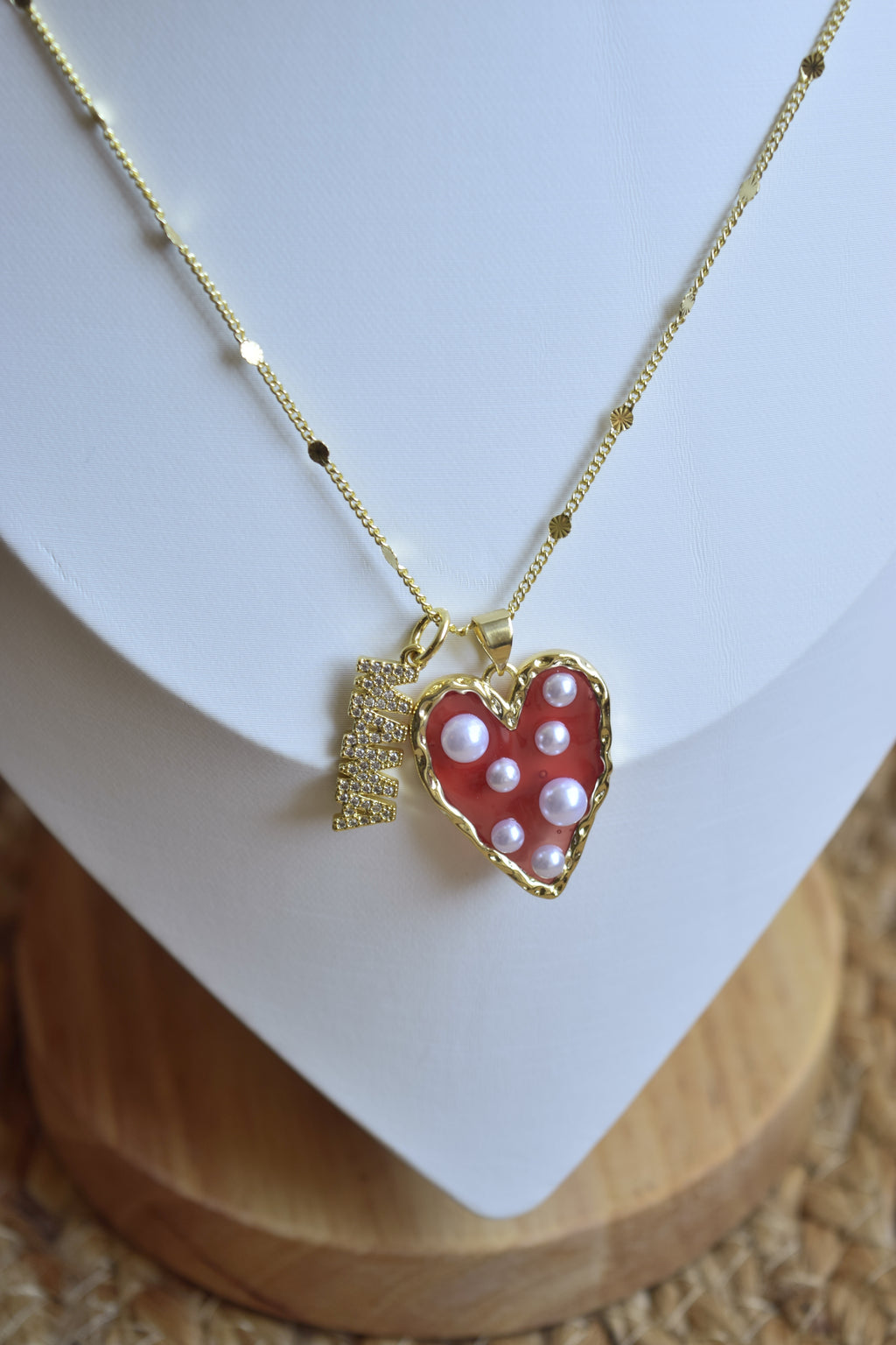 The Mama & heart necklace- Gold filled necklace