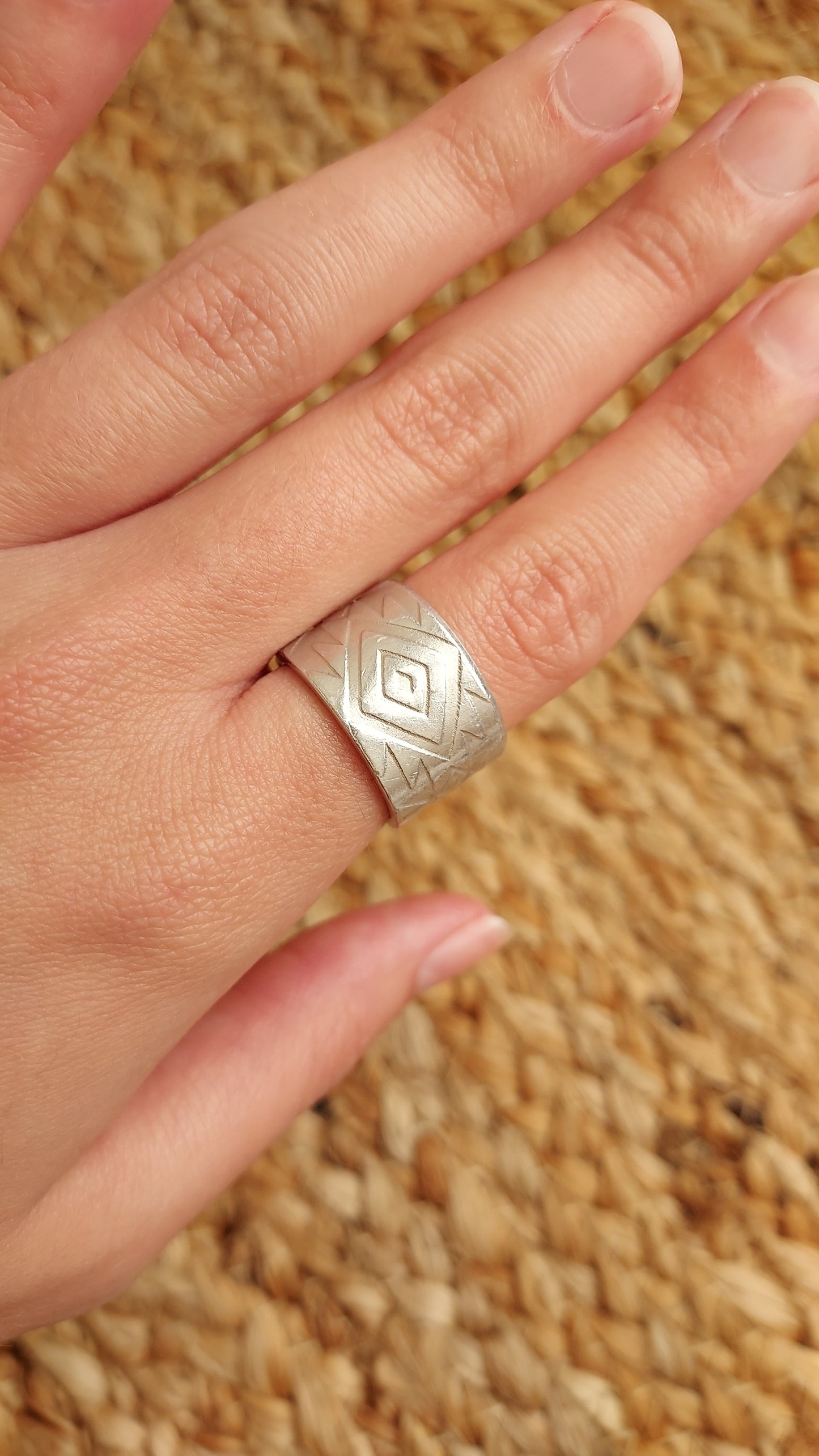 Aztec stamped ring