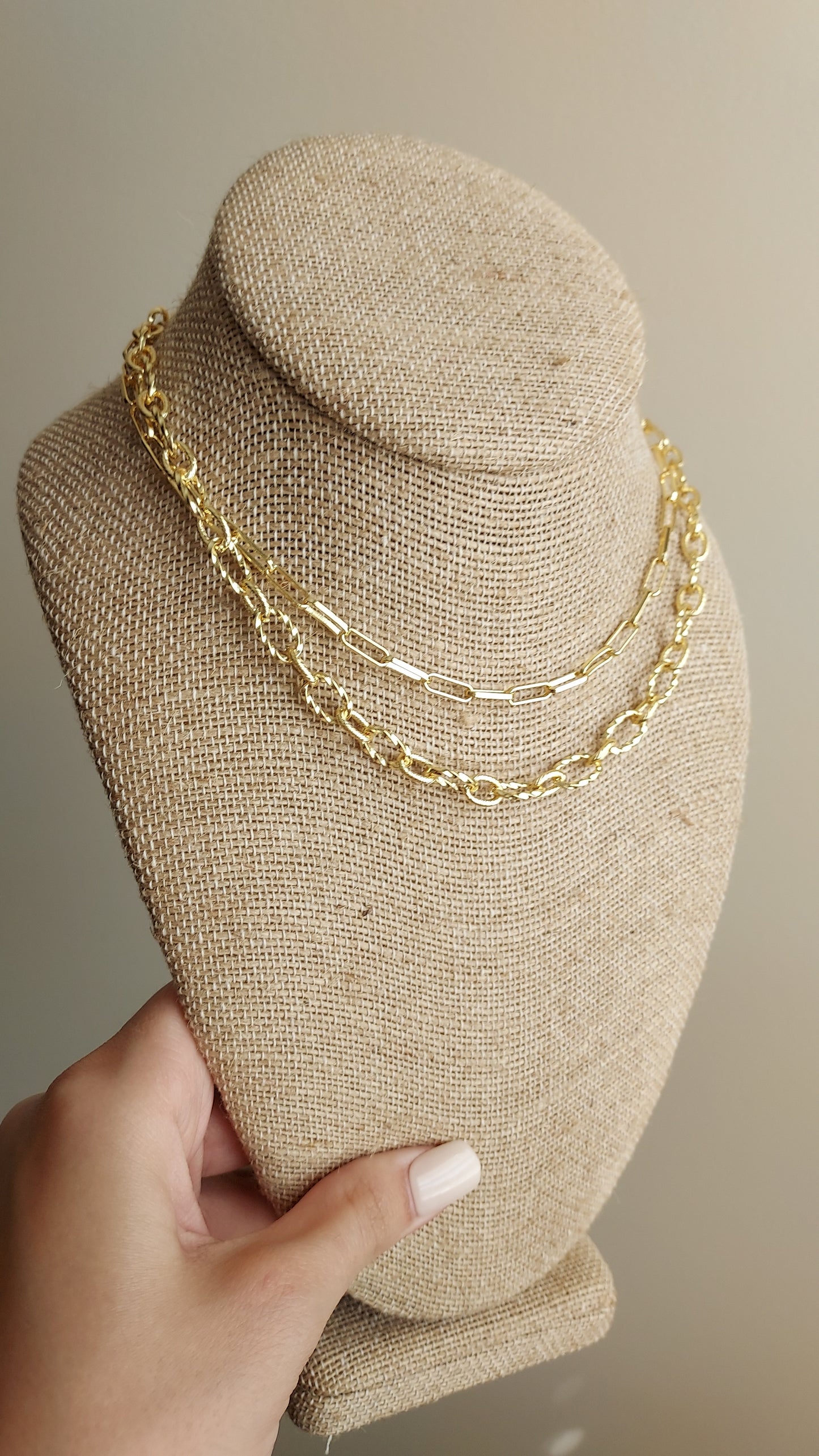 18k gold plated paperclip choker