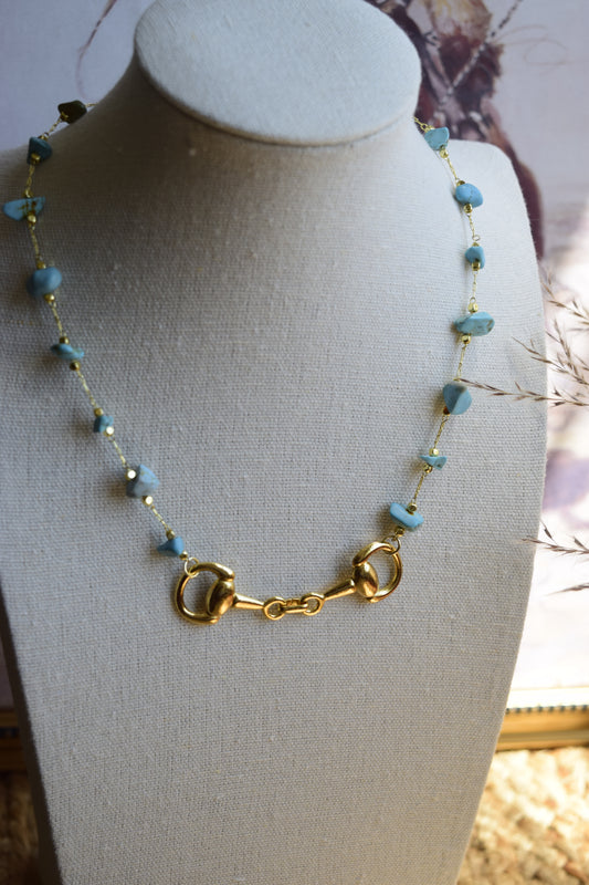 Itty bitty turquoise & gold necklace