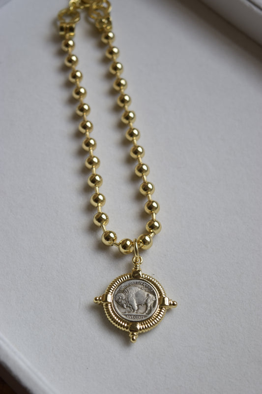 Buffalo coin pendant necklace