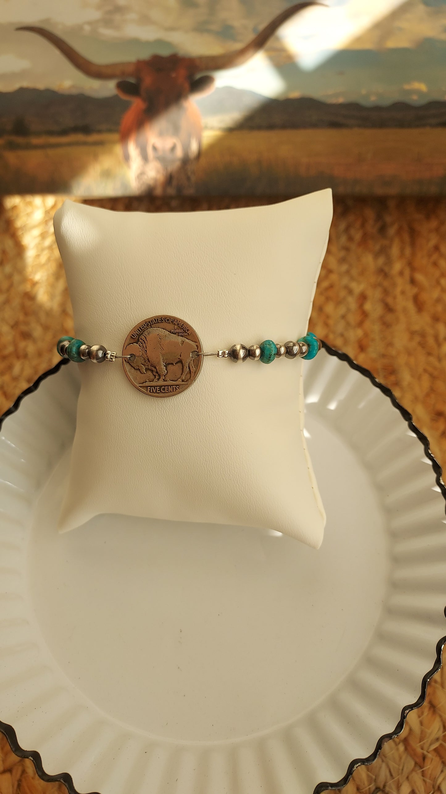 Turquoise on a Buffalo bracelet