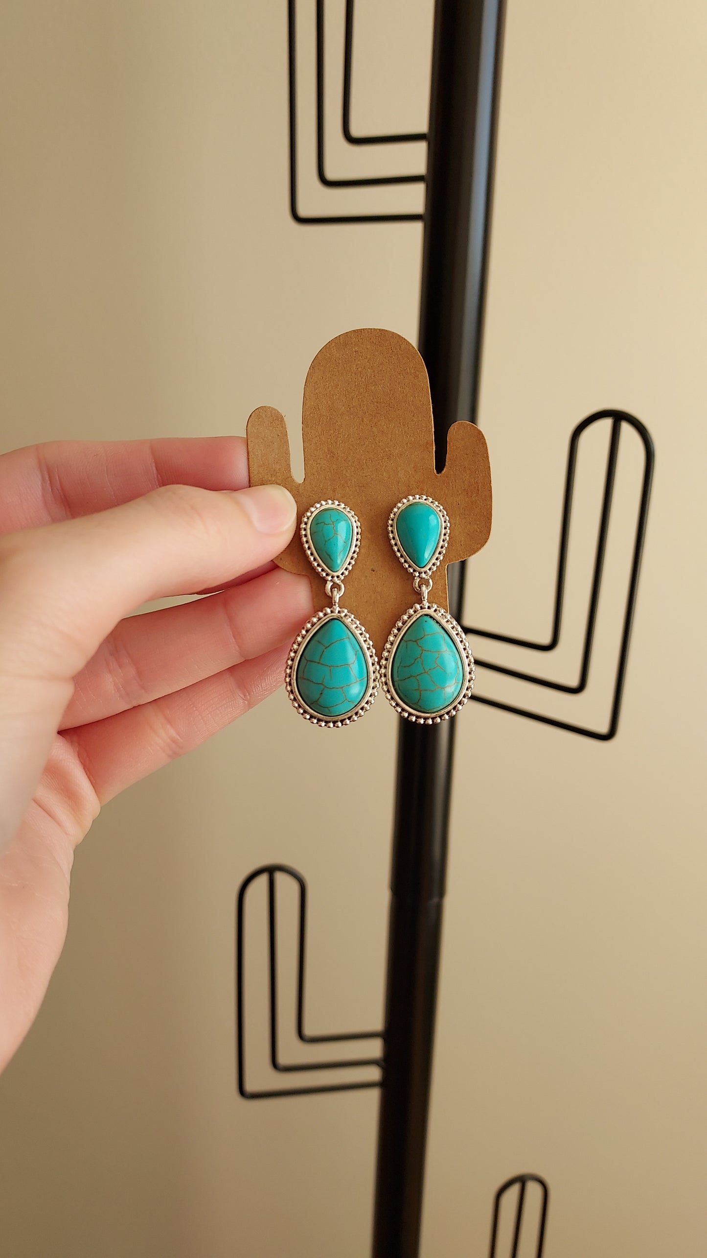 Turquoise drop studs