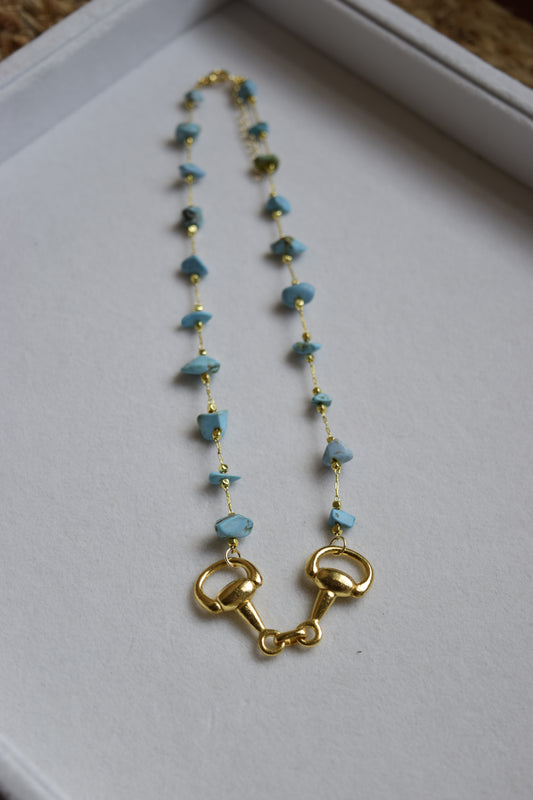 Itty bitty turquoise & gold necklace