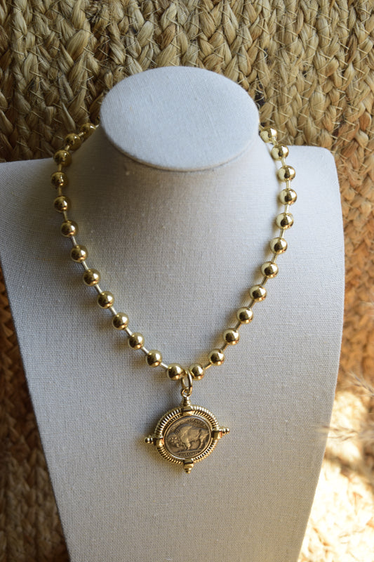 Buffalo coin pendant necklace