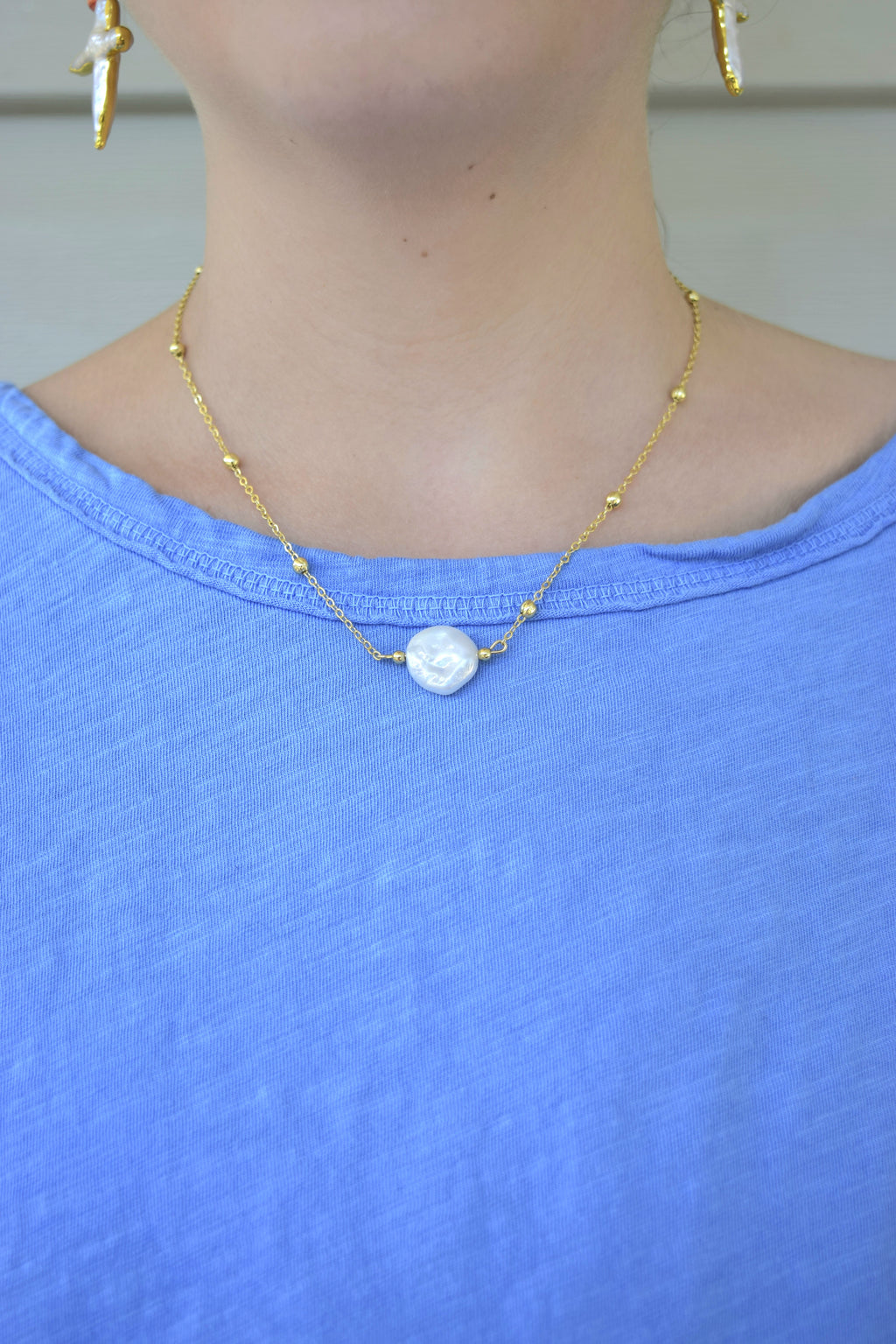 Your a Pearl Necklace in Gold