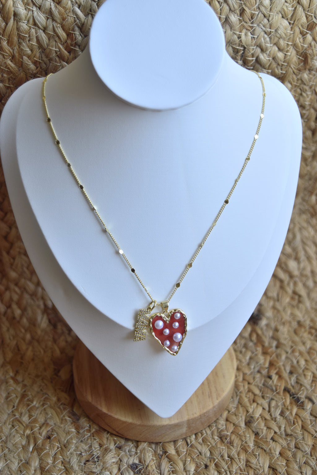 The Mama & heart necklace- Gold filled necklace