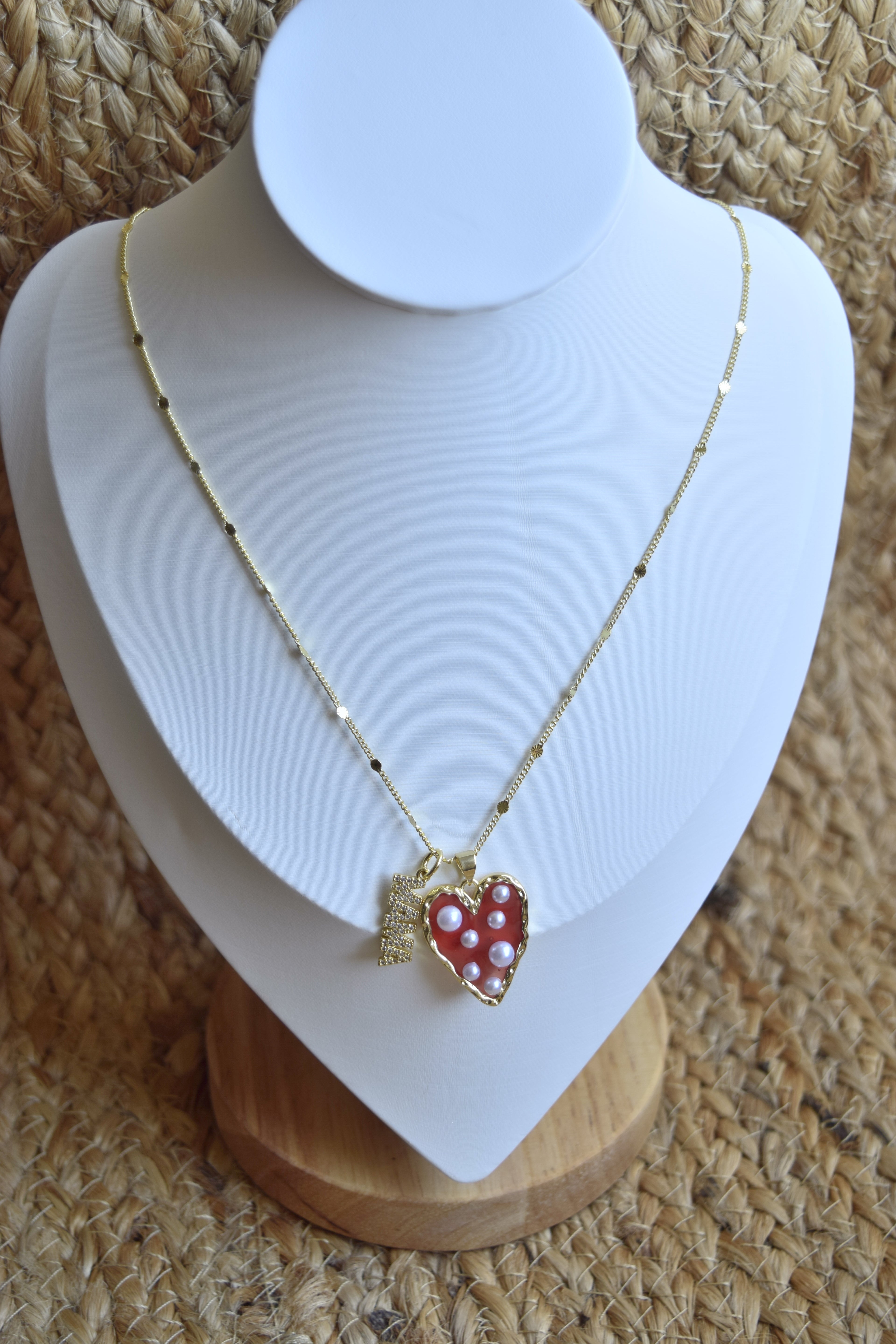 The Mama & heart necklace- Gold filled necklace