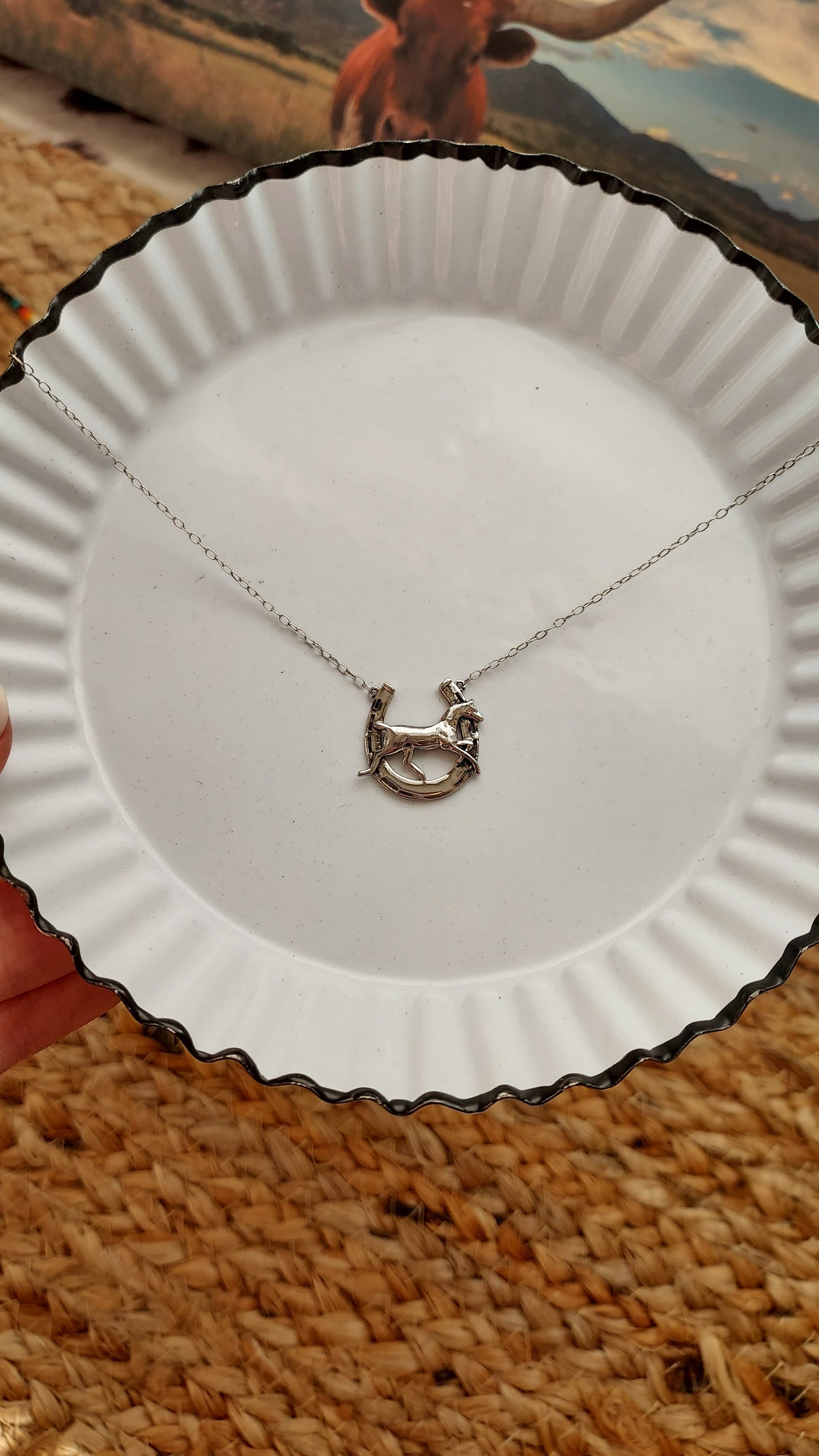 Antique sterling silver horseshoe necklace