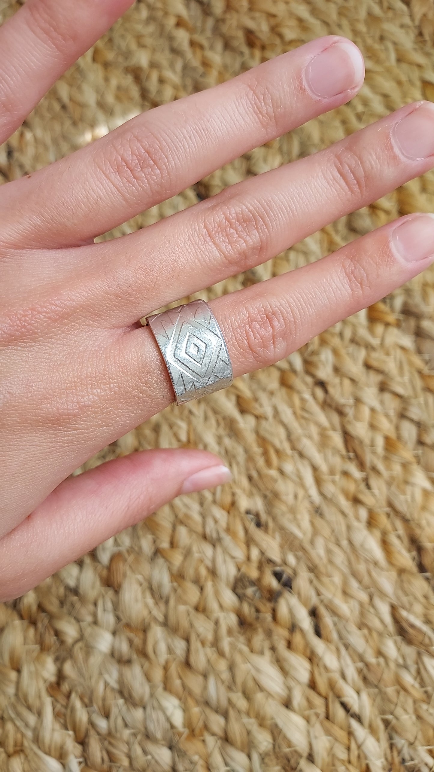 Aztec stamped ring