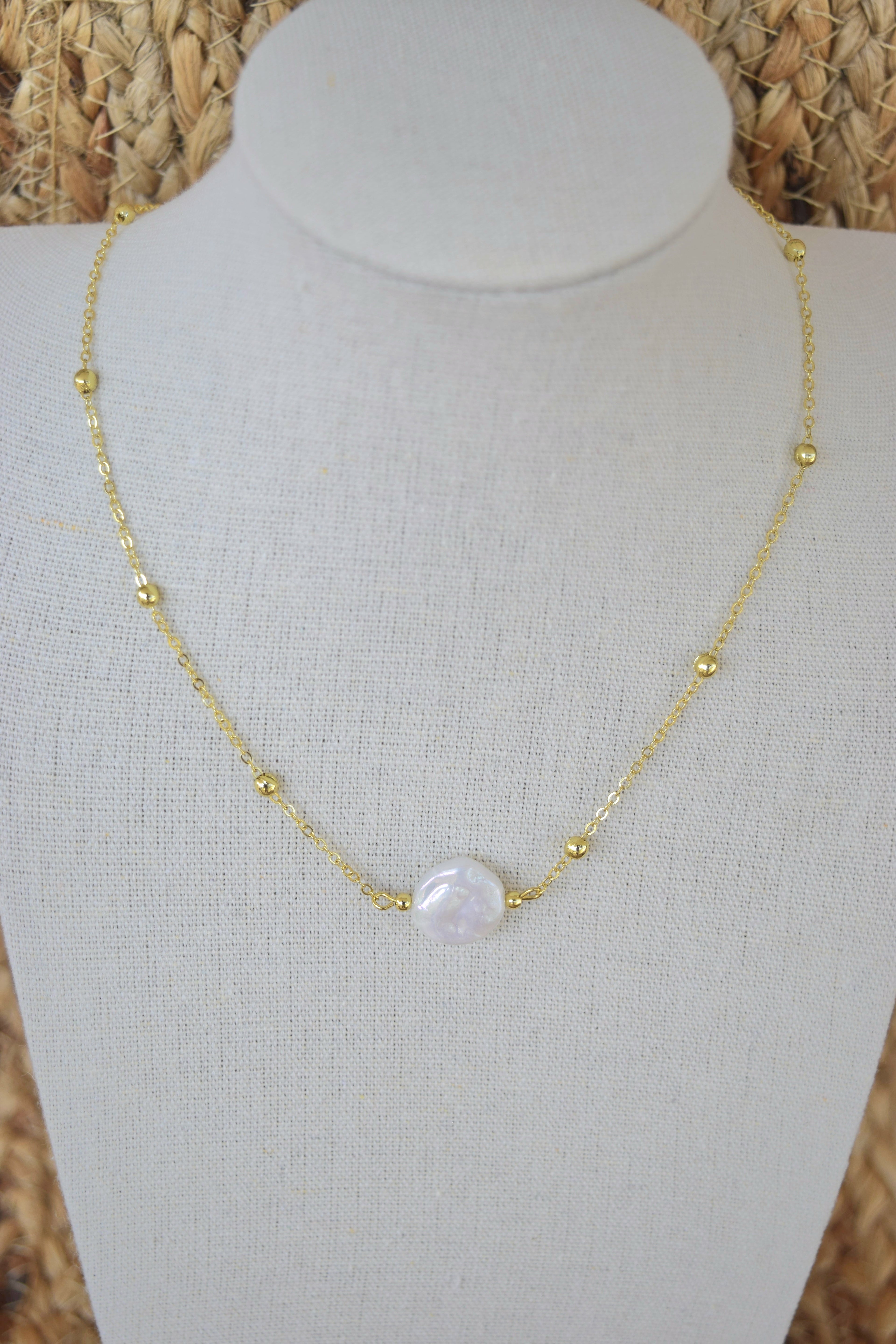Your a Pearl Necklace in Gold