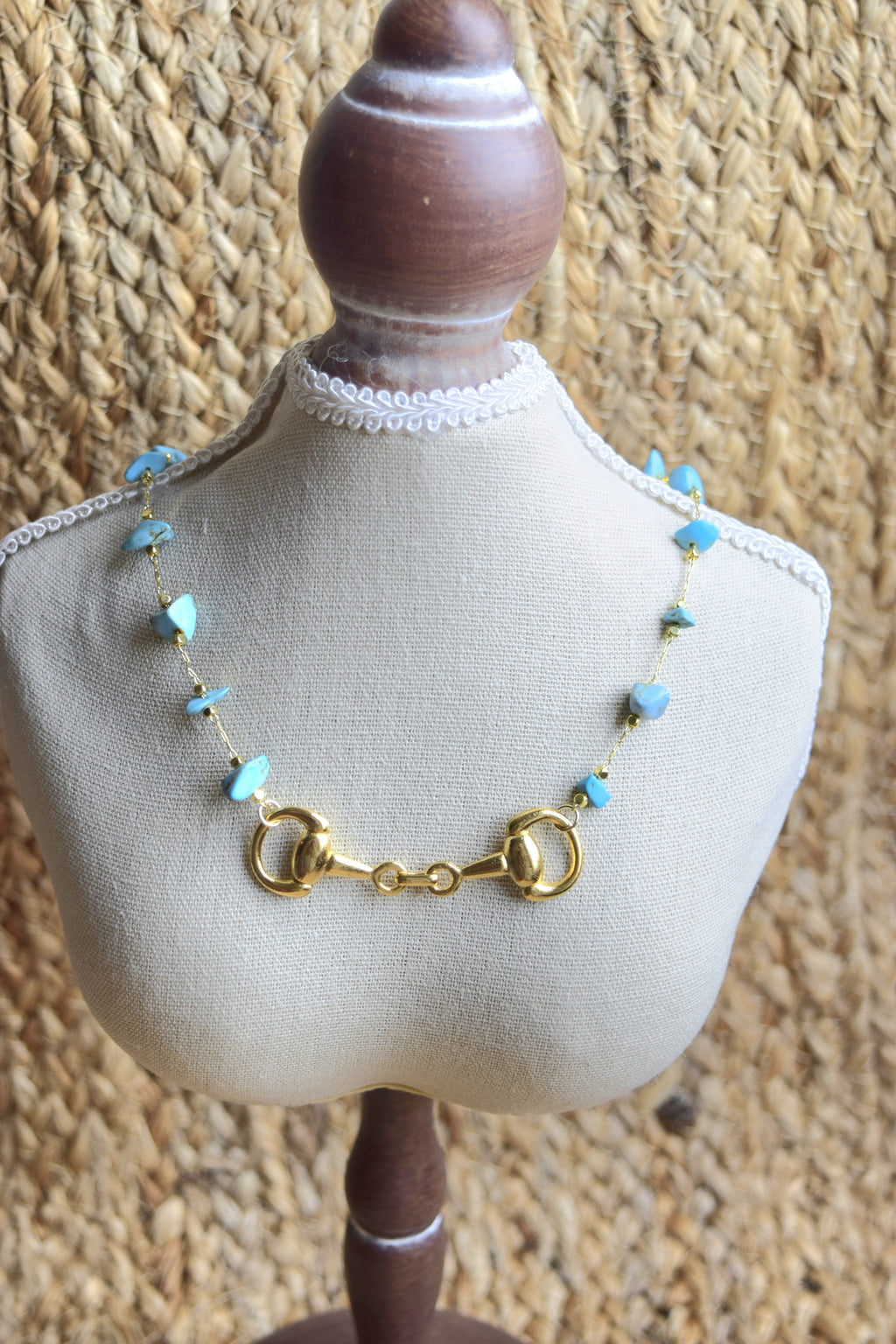 Itty Bitty Turquoise & Gold Necklace