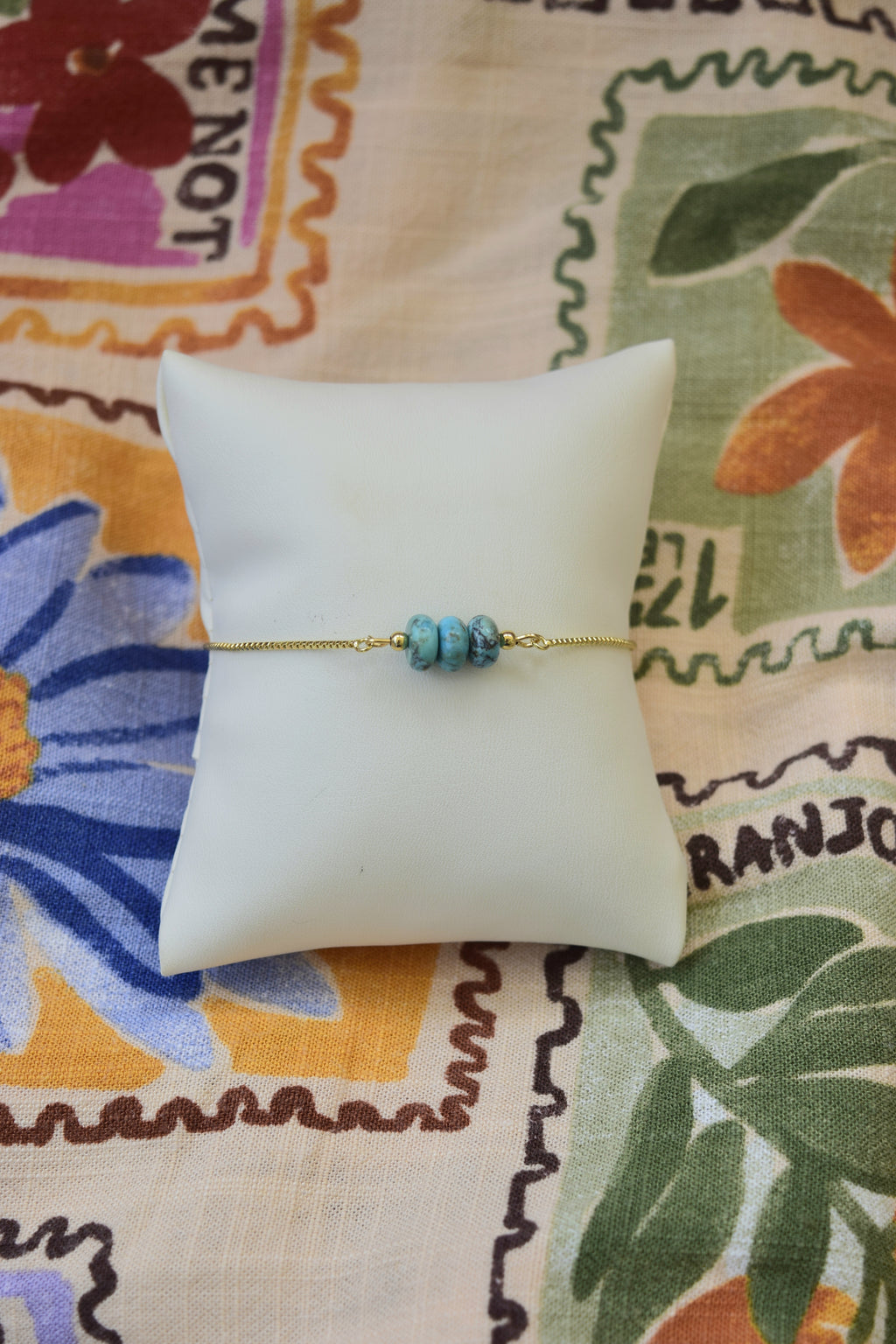 Kingman Turquoise & gold filled adjustable bar Bracelet