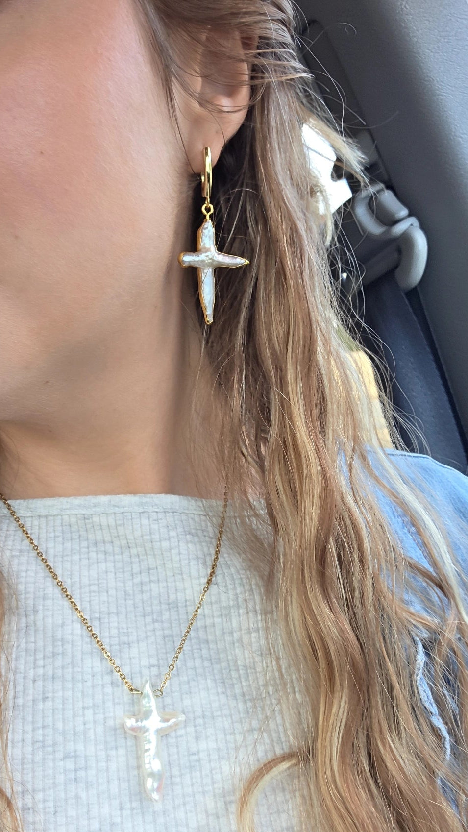 By His Grace Freshwater Pearl Hoops - Sterling Silver