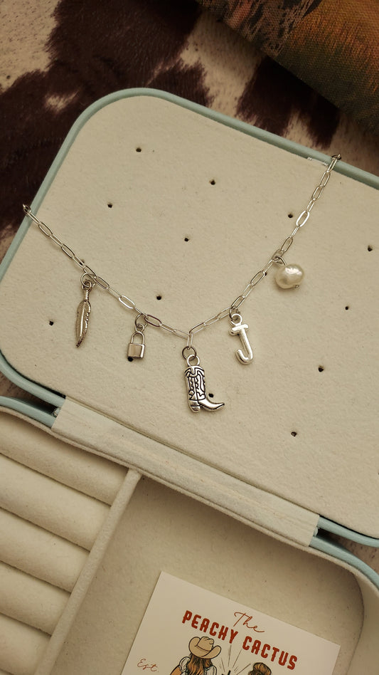 Dainty cowgirl charm necklace