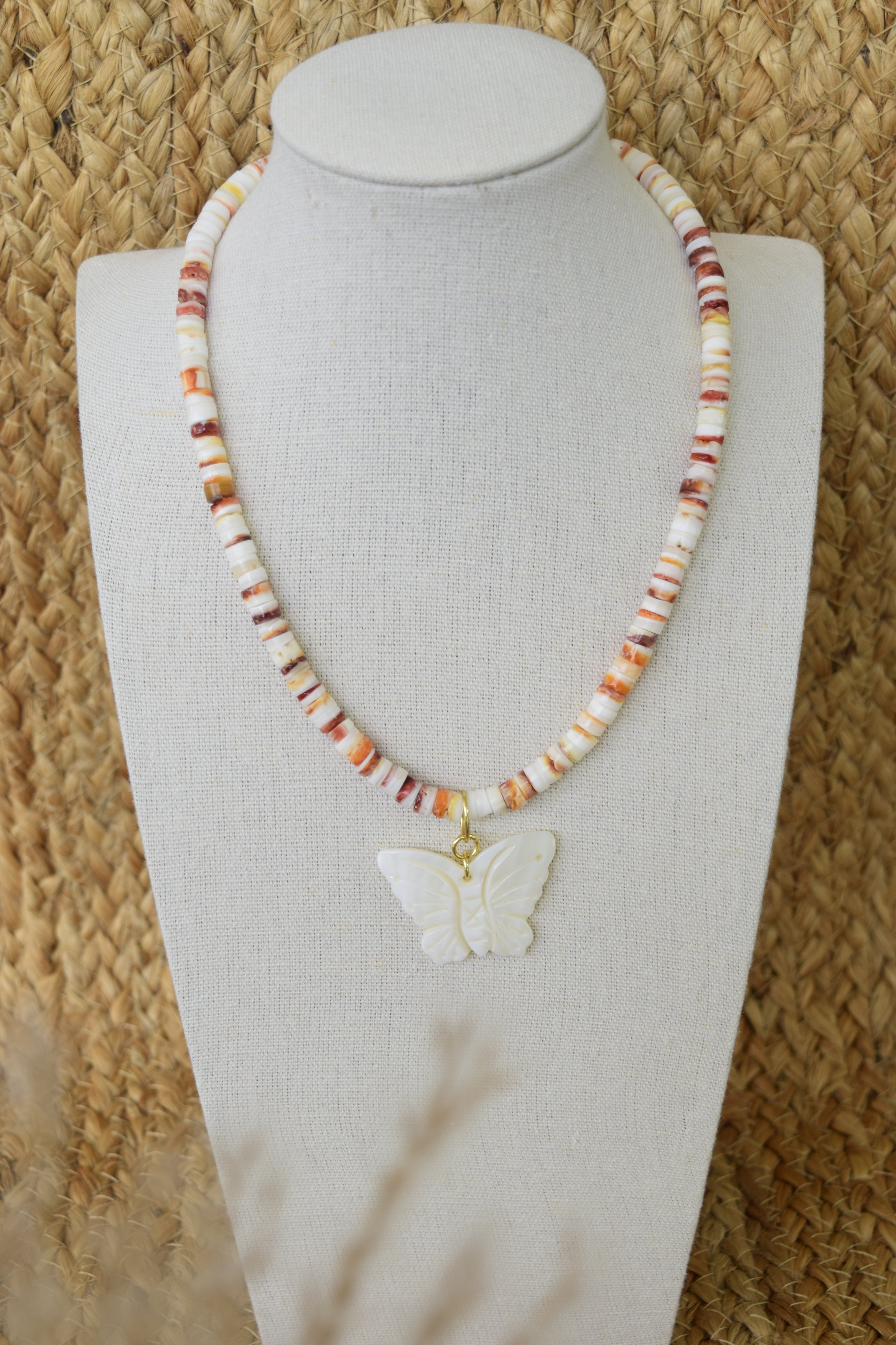 Butterfly Cove -Spiny Oyster & Mother of Pearl necklace