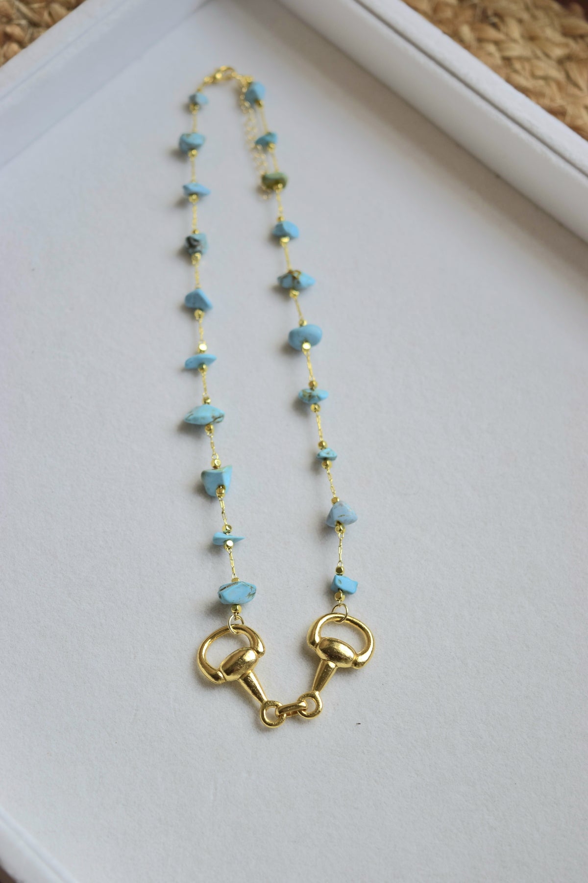 Itty Bitty Turquoise & Gold Necklace