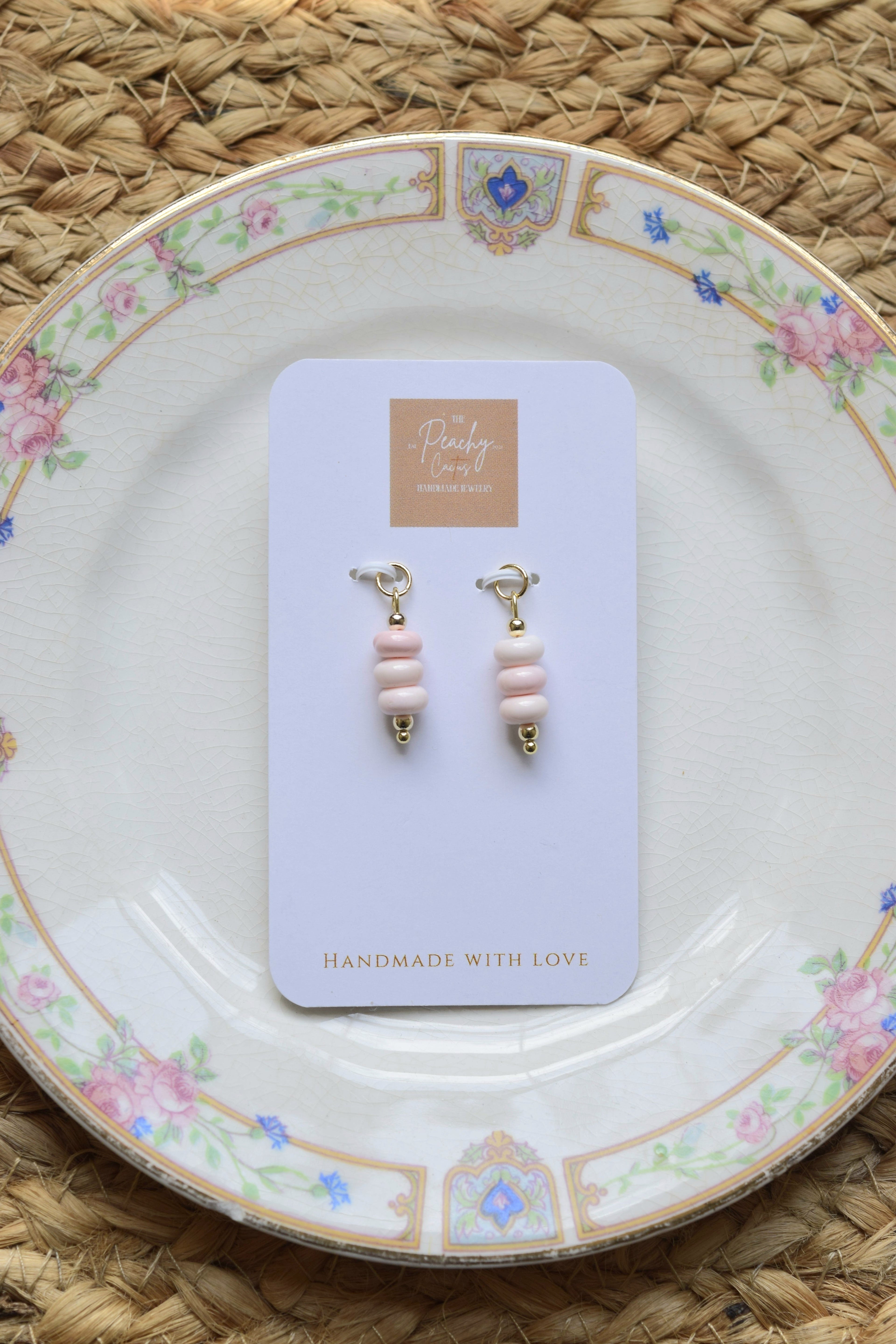 Pretty in pink Hoop Charms- Gold Filled