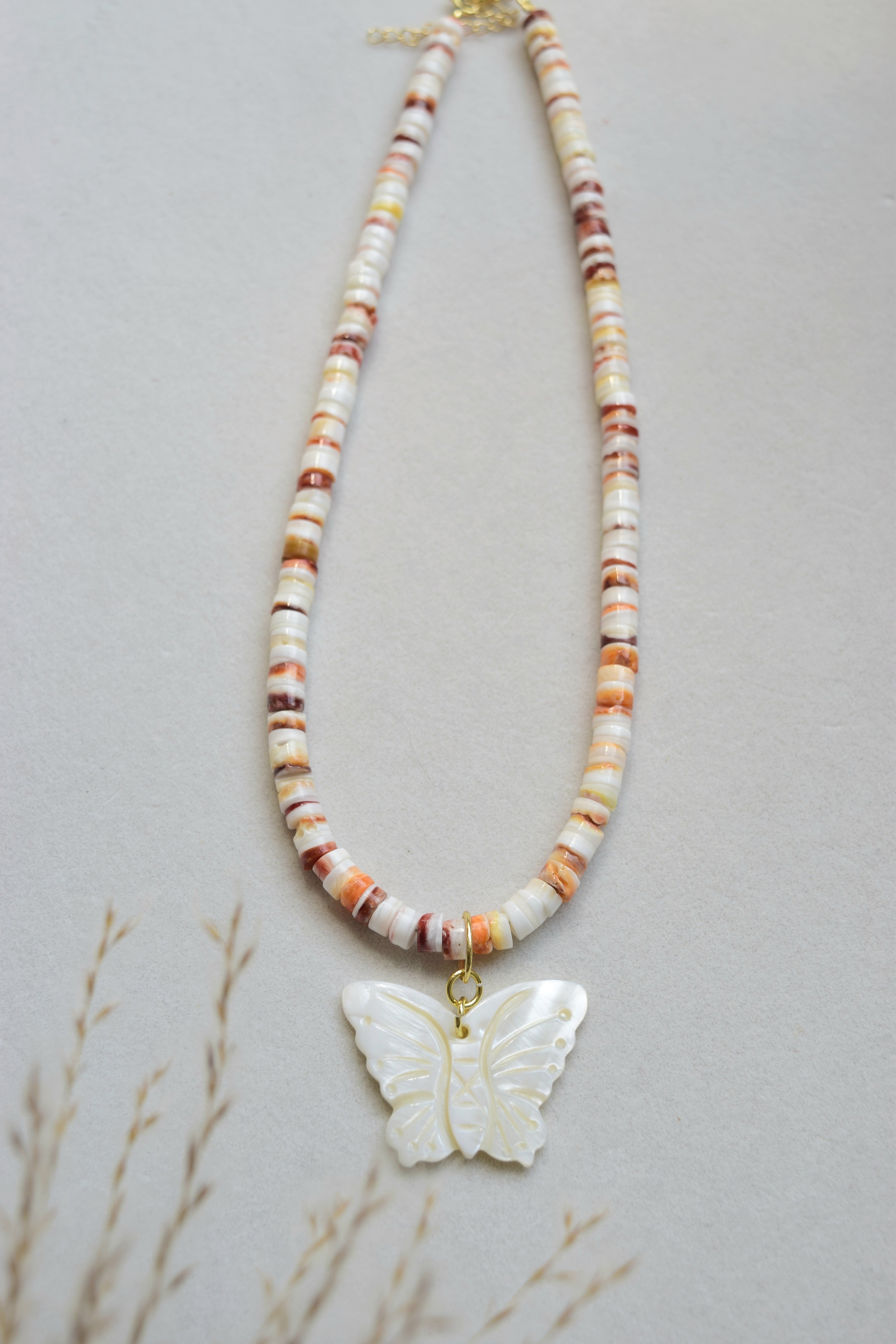 Butterfly Cove -Spiny Oyster & Mother of Pearl necklace