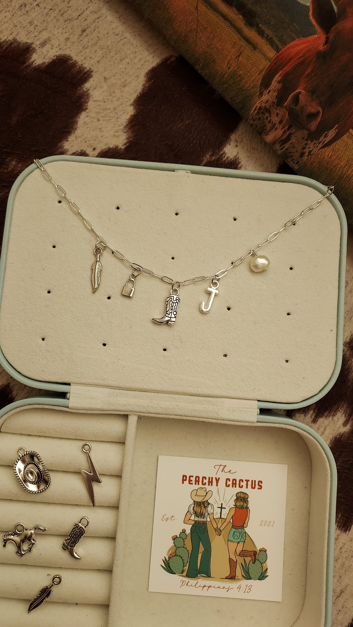 Dainty cowgirl charm necklace