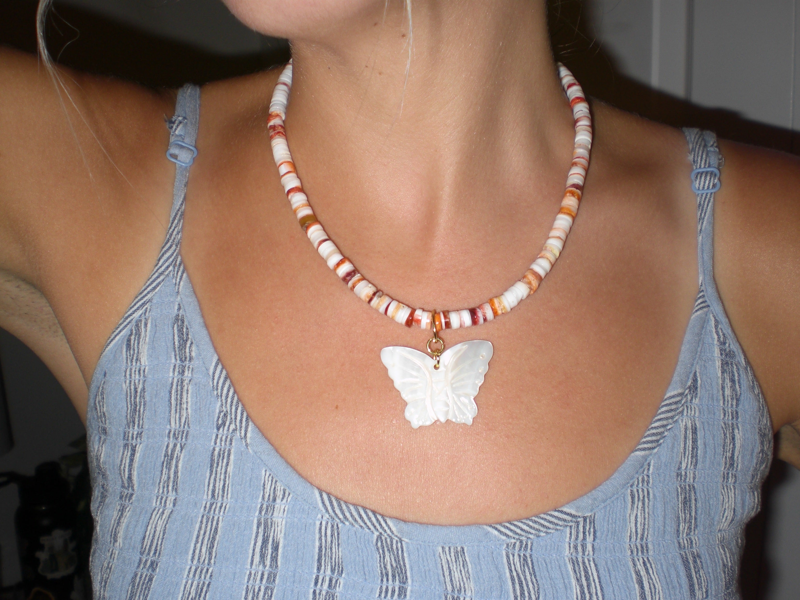 Butterfly Cove -Spiny Oyster & Mother of Pearl necklace