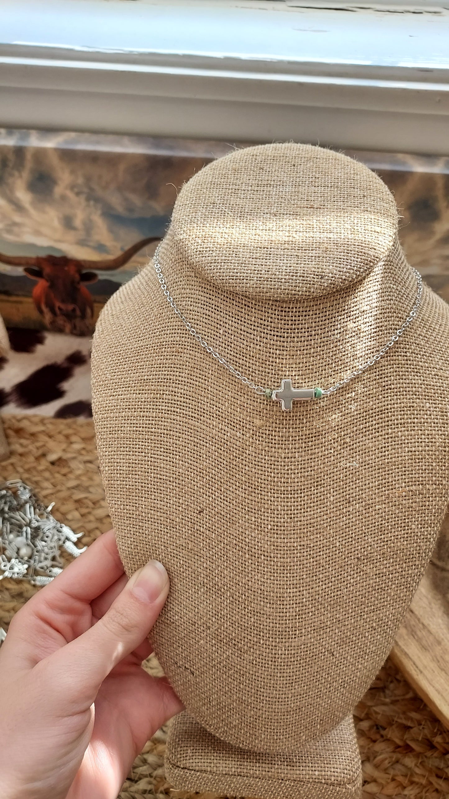 Dainty cross choker