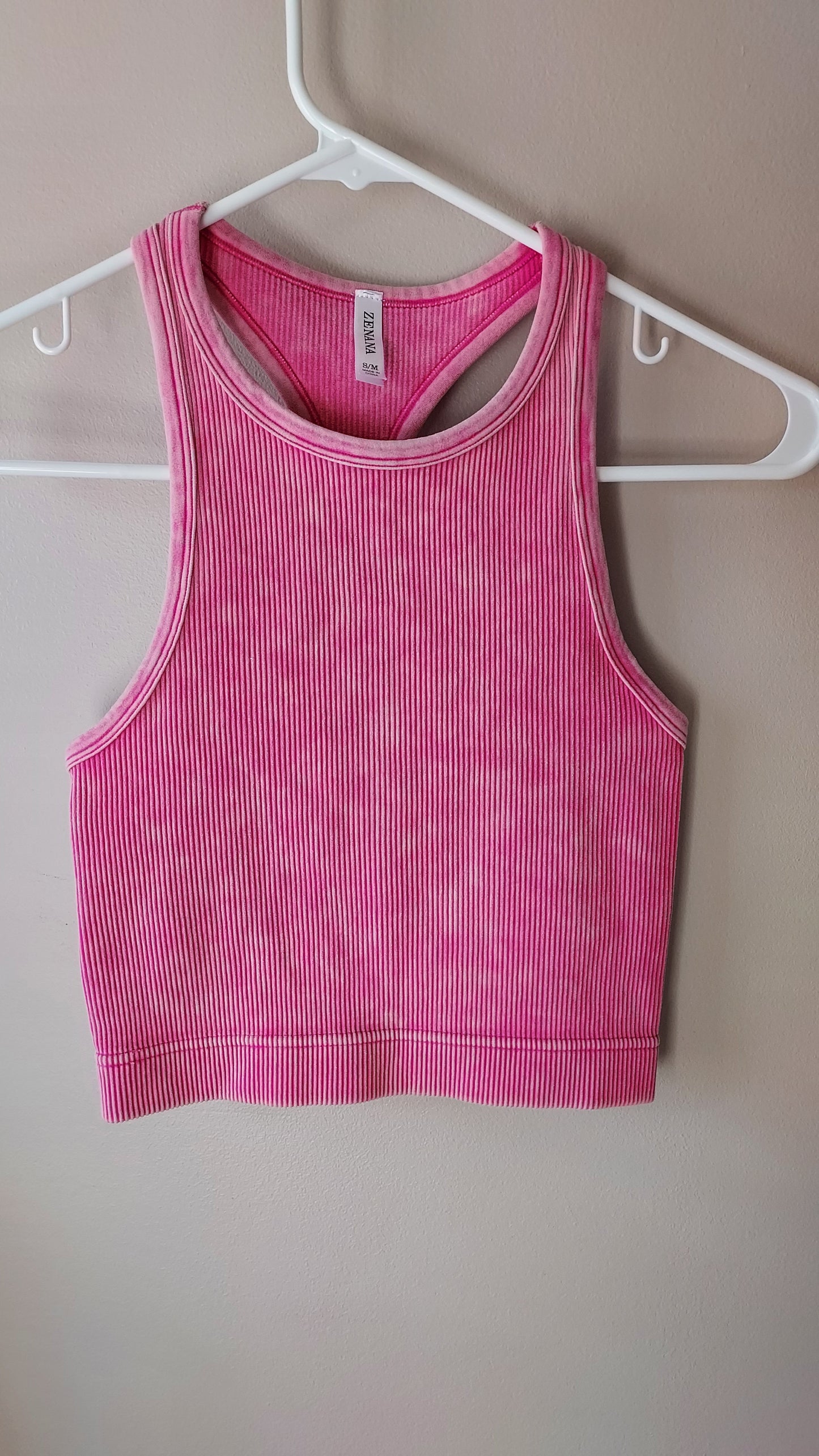 Seamless ribbed high neck tank top