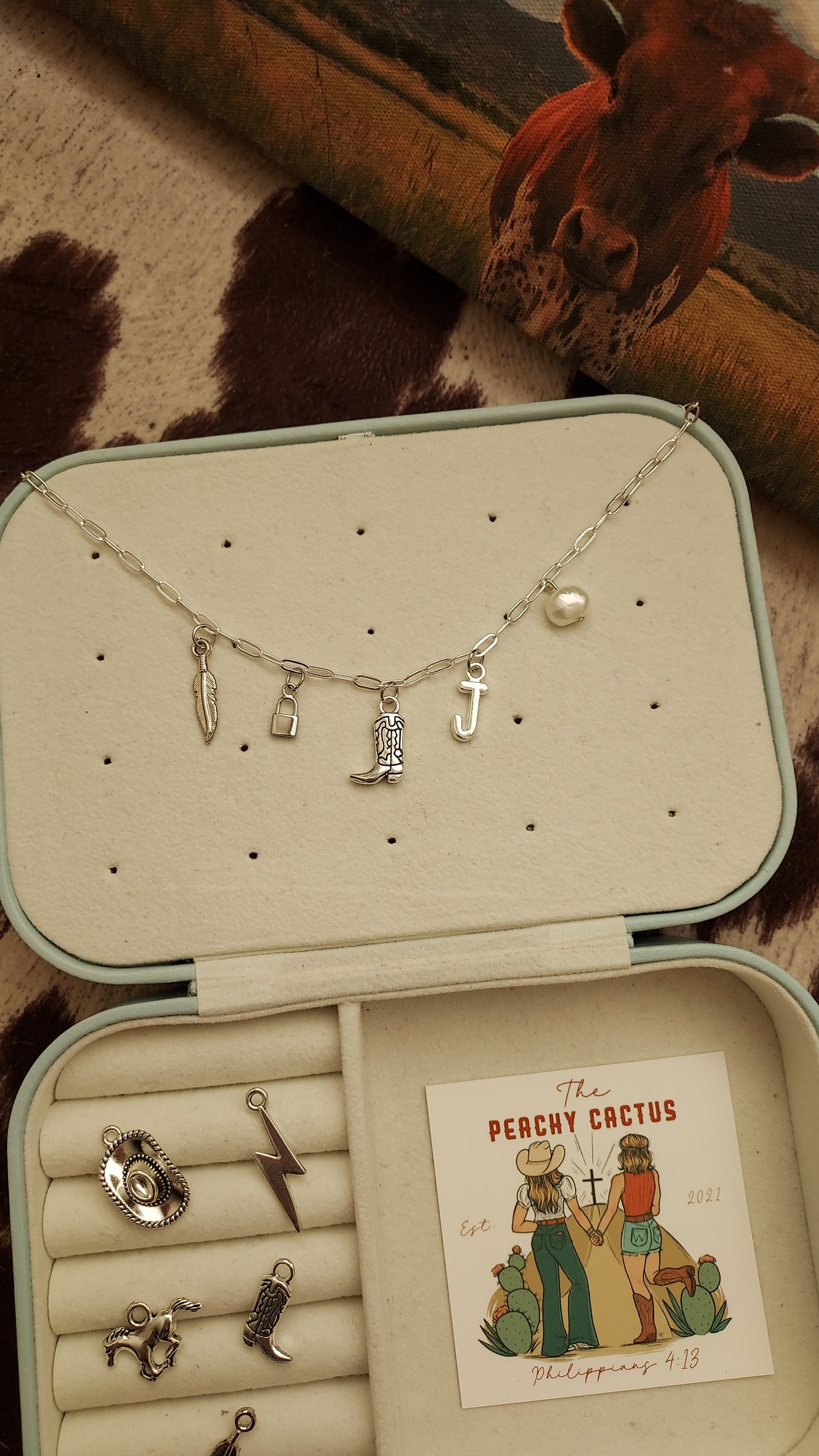 Dainty cowgirl charm necklace