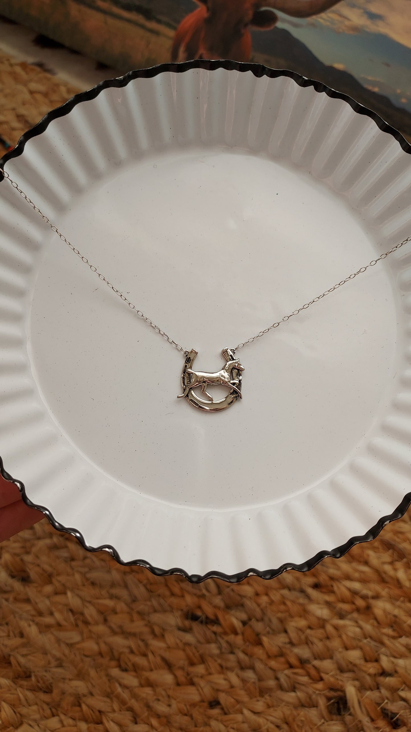 Antique sterling silver horseshoe necklace