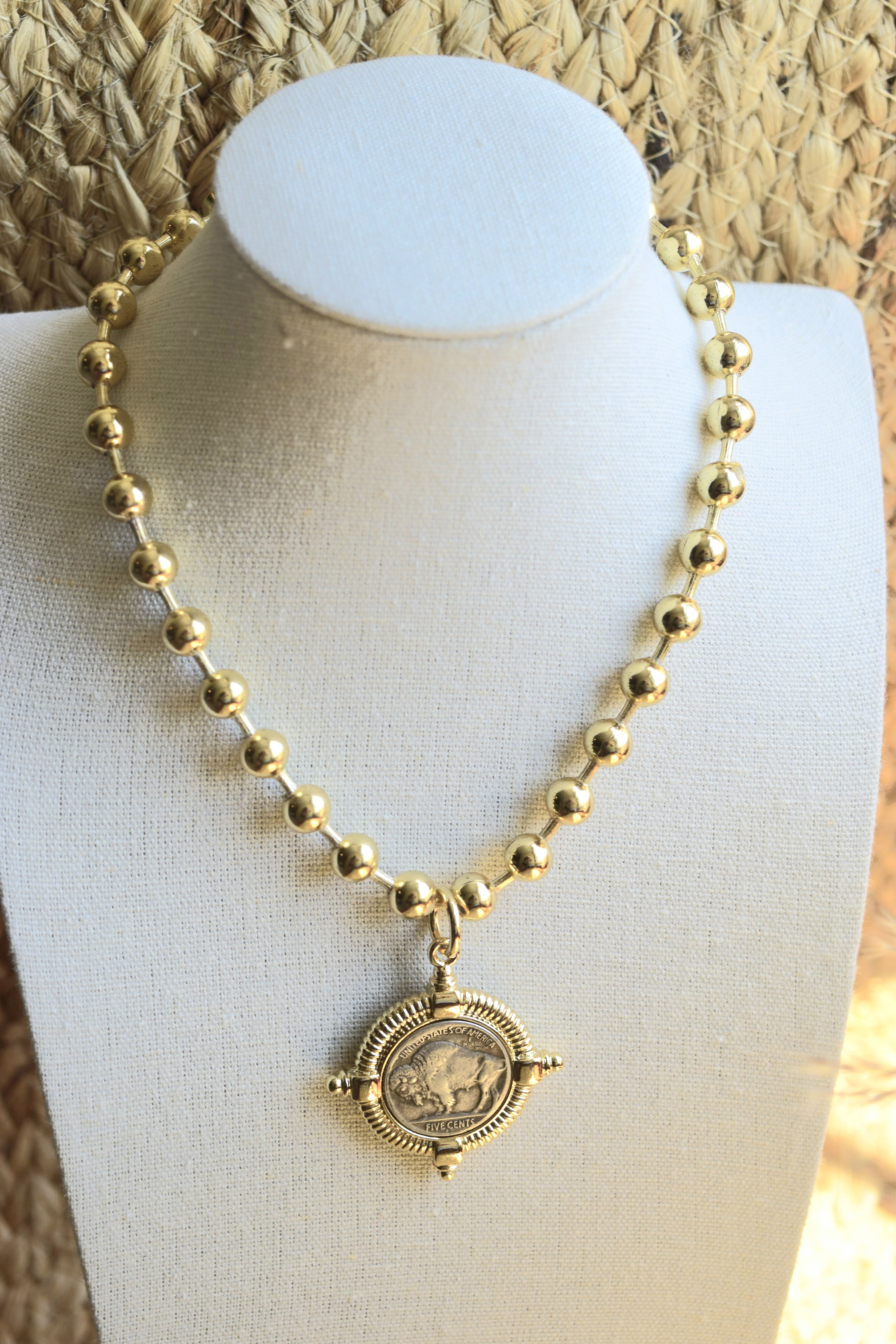 Buffalo Coin Pendant Necklace